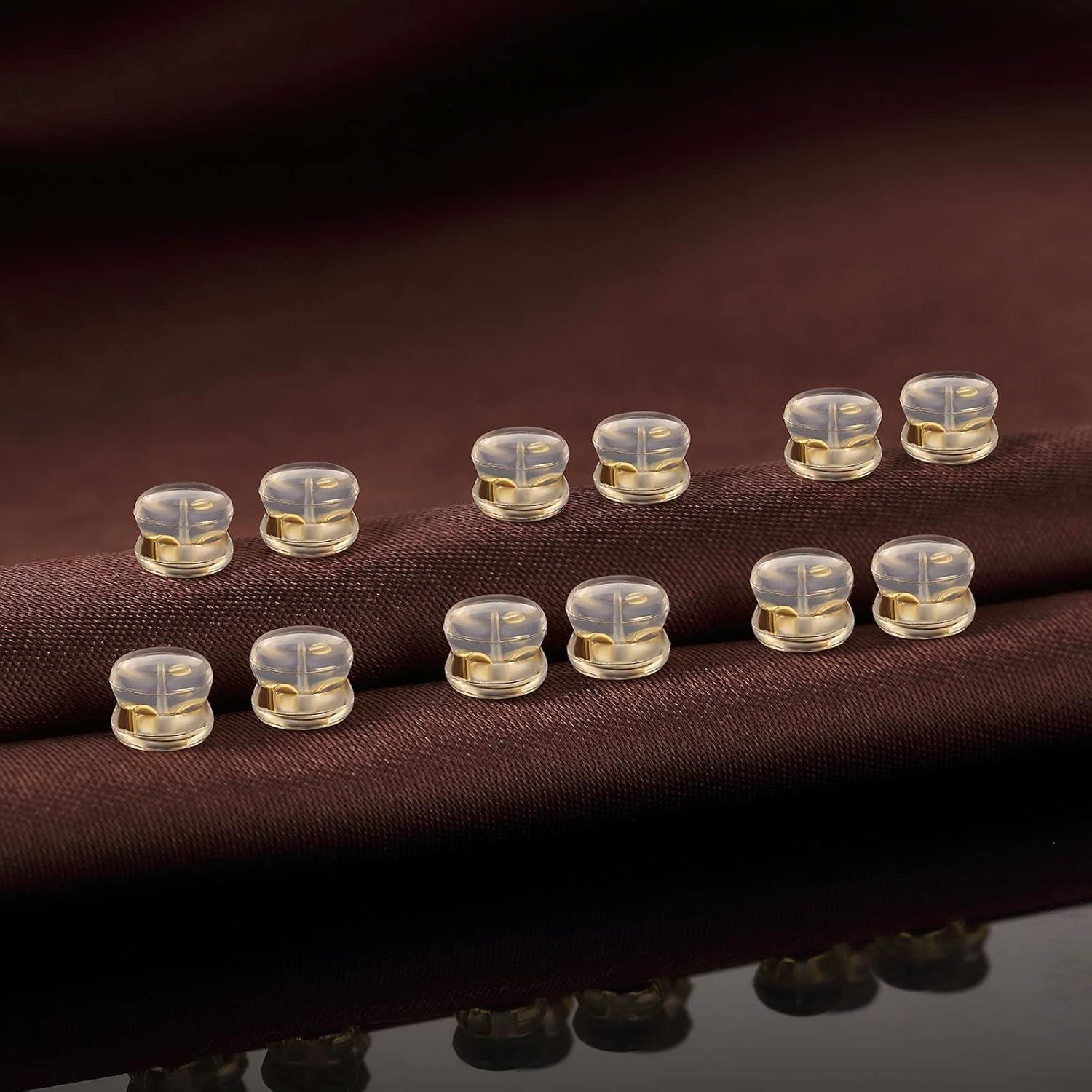 Respaldos de Aretes DELECOE 12 Piezas Silicona Oro 18K