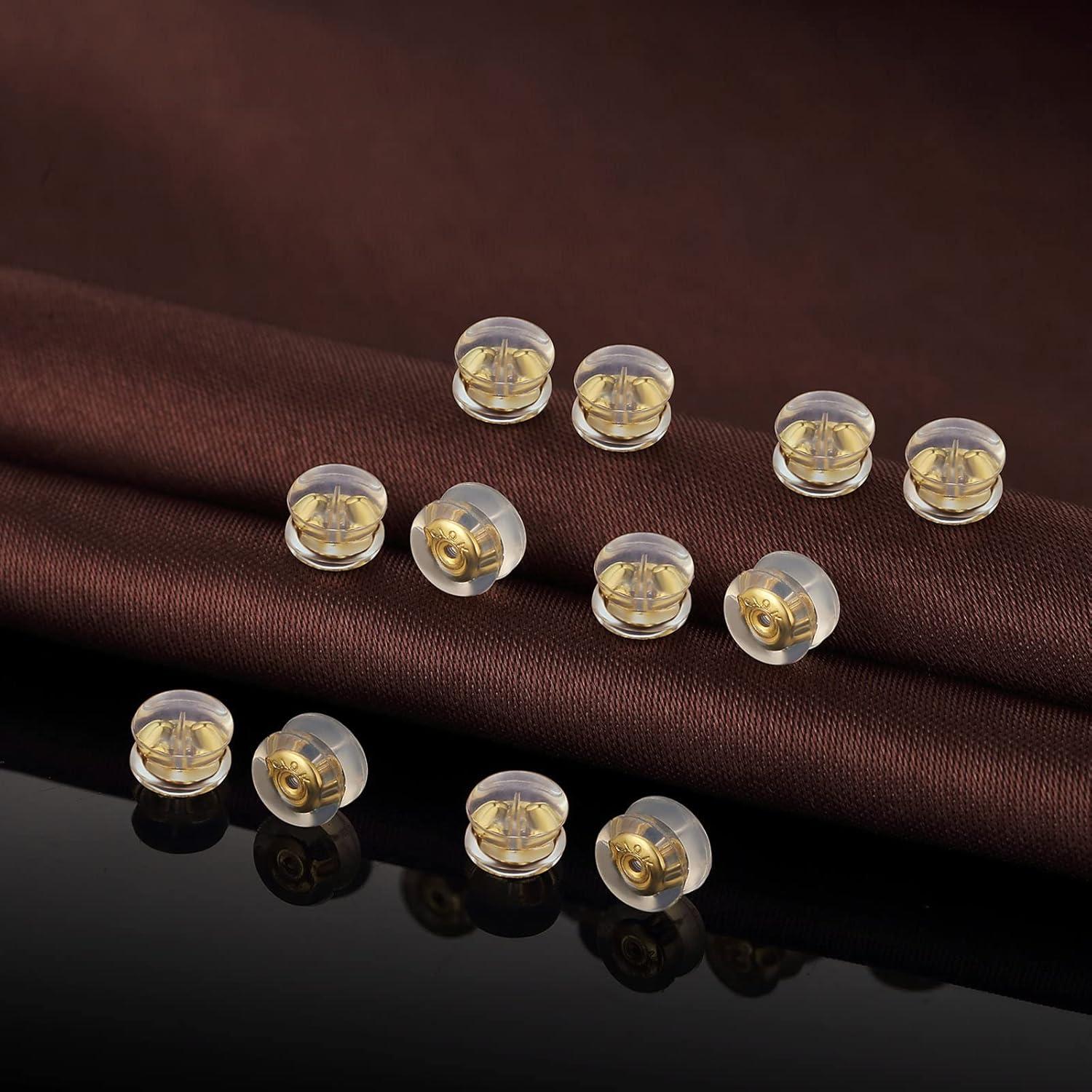 Respaldos de Aretes DELECOE 12 Piezas Silicona Oro 18K