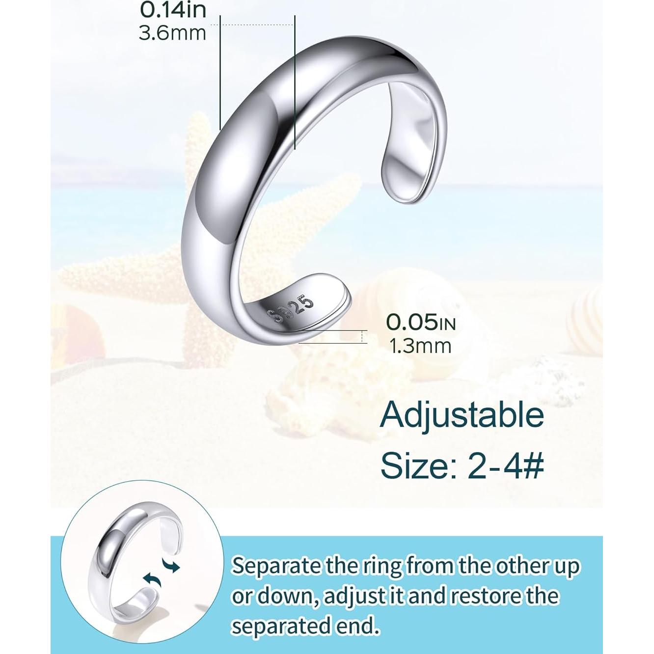 Anillo de dedo ajustable ChicSilver de plata esterlina 925