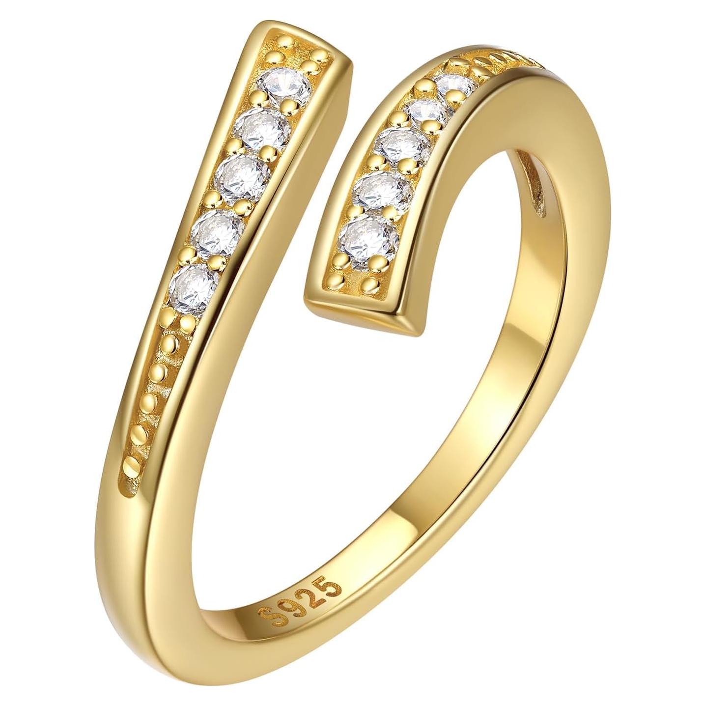 Anillos de dedo ajustables ChicSilver oro 14K para mujeres