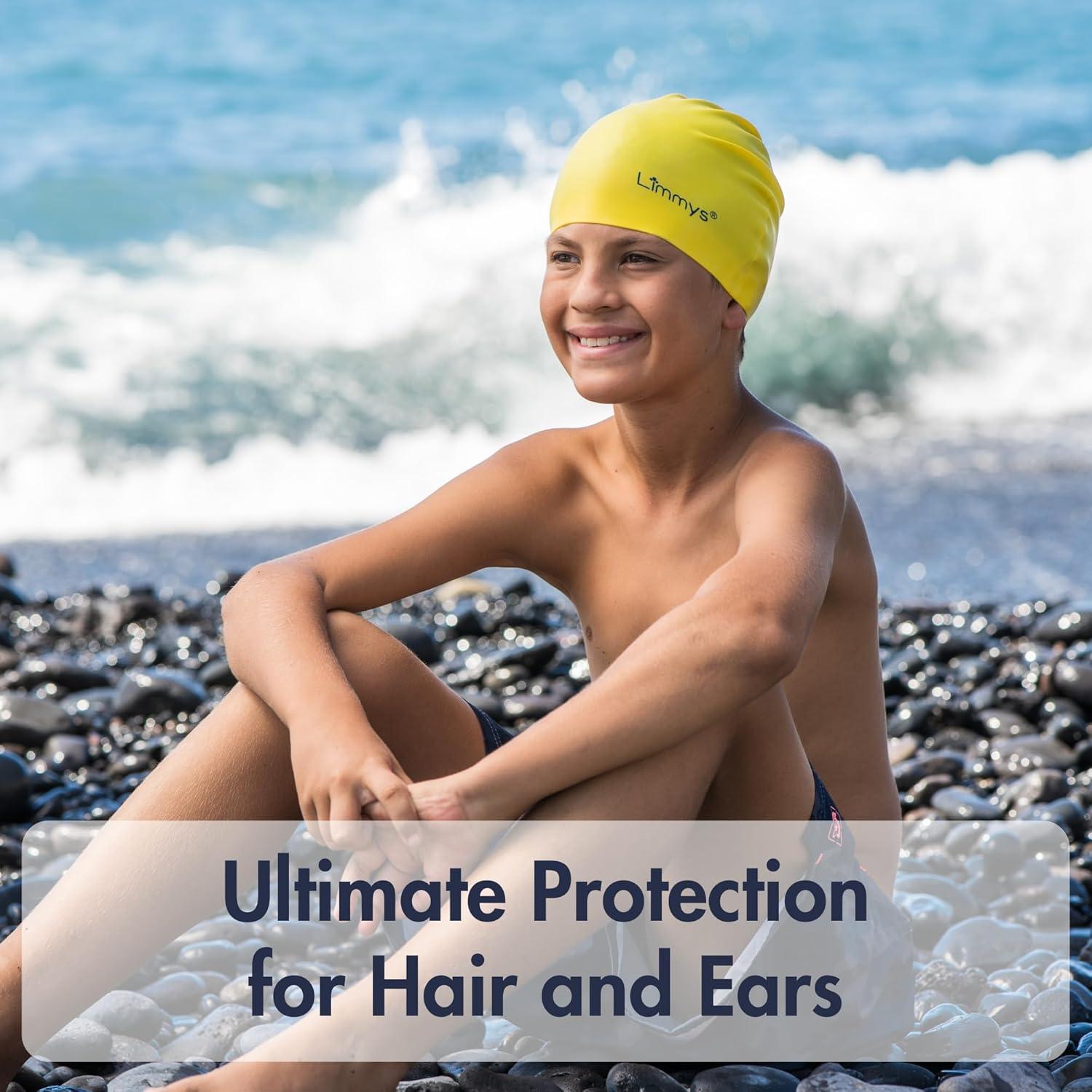 Gorro de Natación Limmys para Niños - Silicona Azul, Talla Única