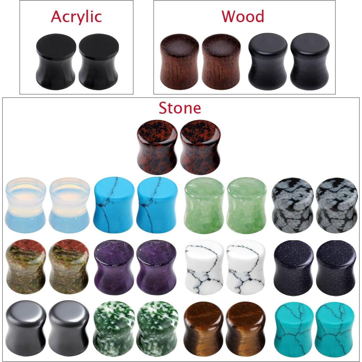 Set de Tapones para Oreja PiercingJ - 16 Pares Mixtos 8-14mm
