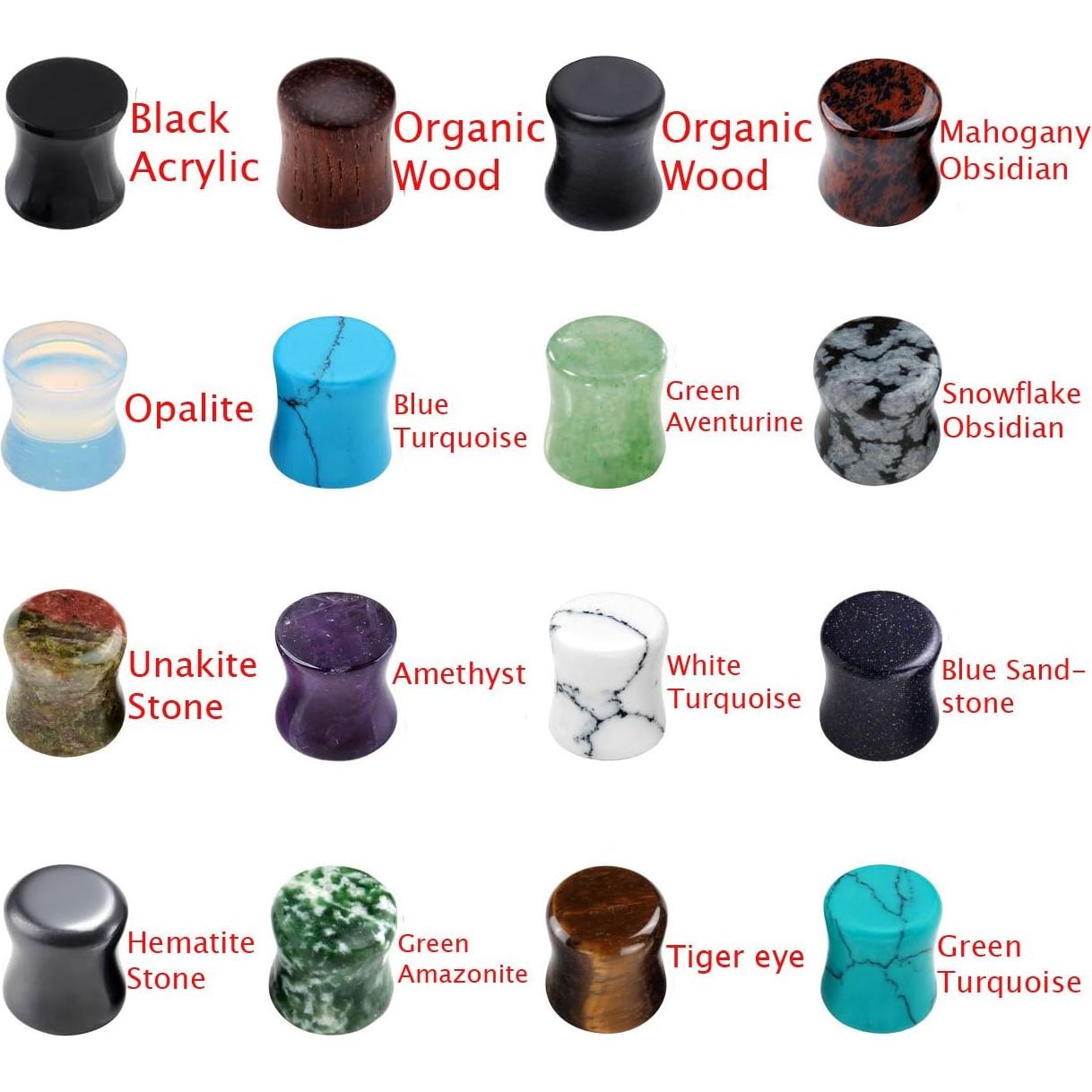 Set de Tapones para Oreja PiercingJ - 16 Pares Mixtos 8-14mm