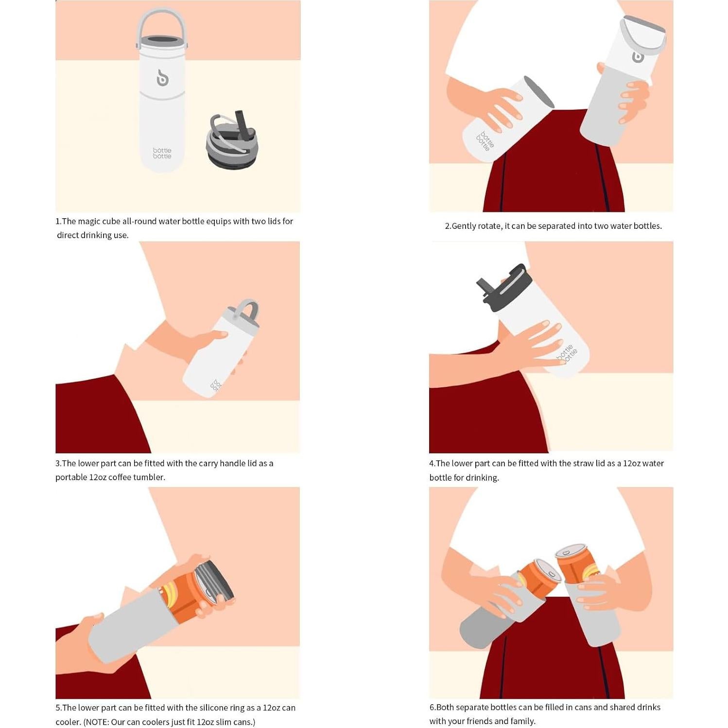 Botella de Agua Mágica BOTTLE BOTTLE 0.5L Gris