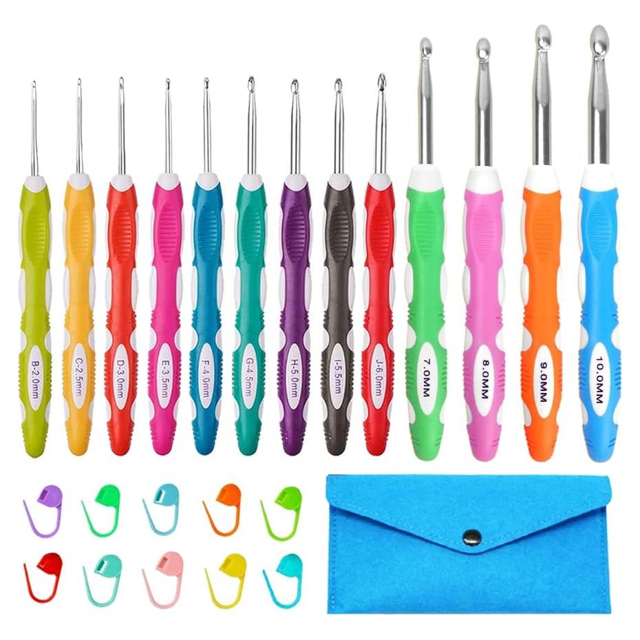 Juego de Ganchillos Ergonómicos Lewhoo 13 Piezas 2.0mm-10.0mm