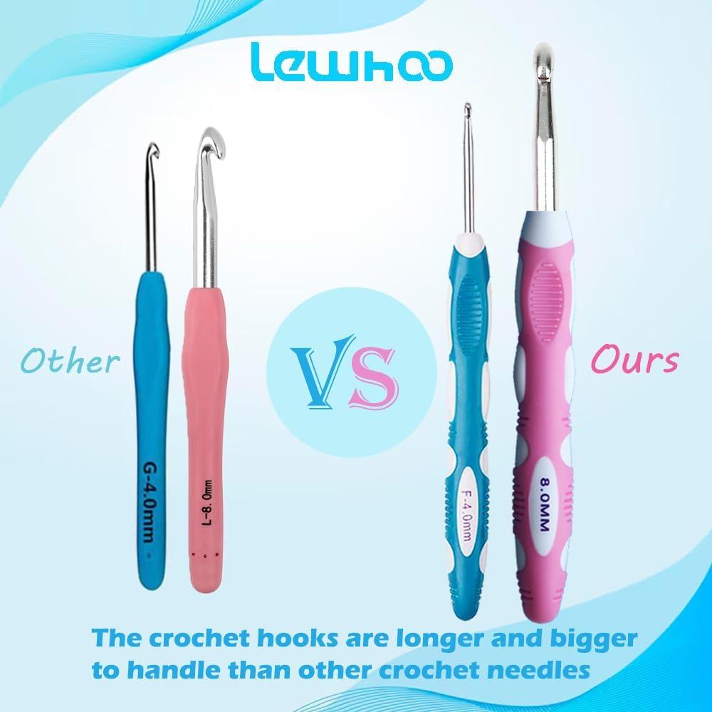Juego de Ganchillos Ergonómicos Lewhoo 13 Piezas 2.0mm-10.0mm