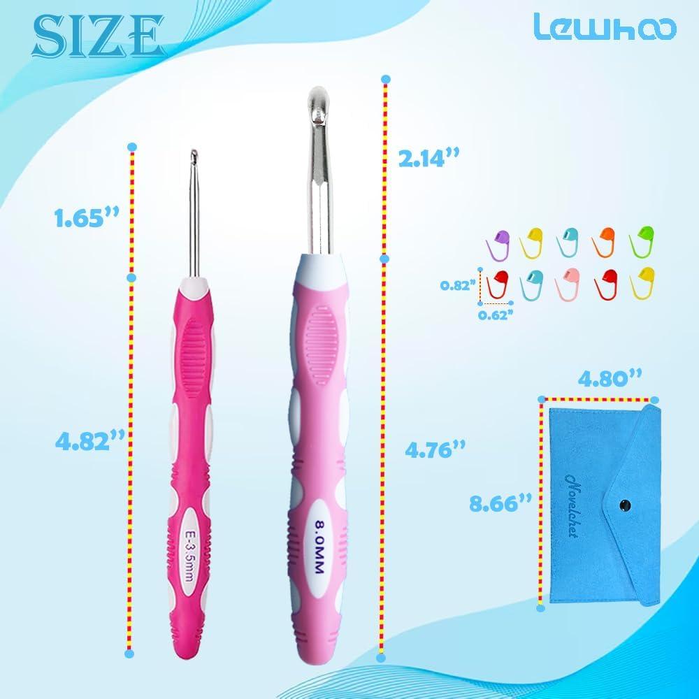 Juego de Ganchillos Ergonómicos Lewhoo 13 Piezas 2.0mm-10.0mm