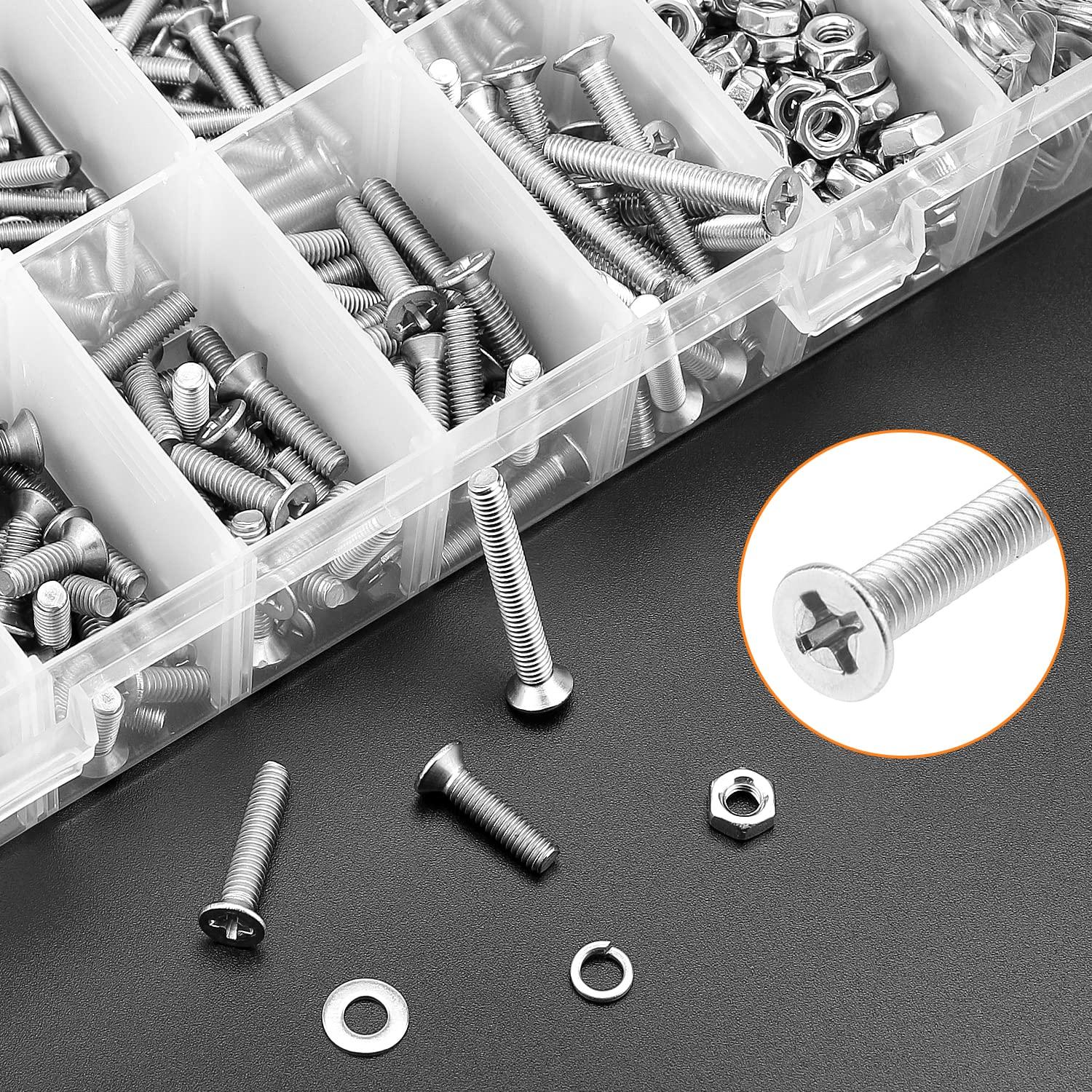 Kit 1500 Piezas Tornillos Acero Inoxidable 304 M2 M3 M4