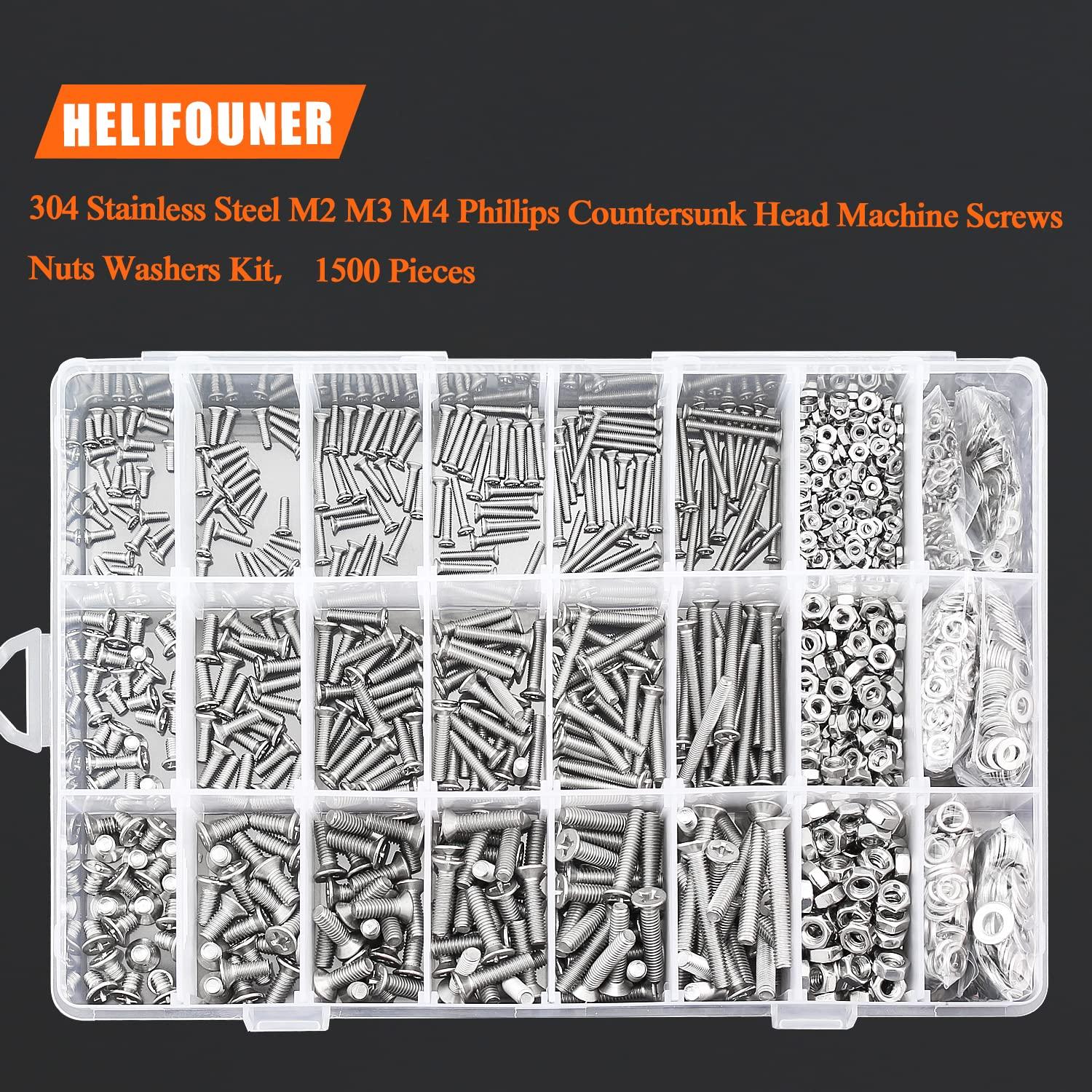 Kit 1500 Piezas Tornillos Acero Inoxidable 304 M2 M3 M4
