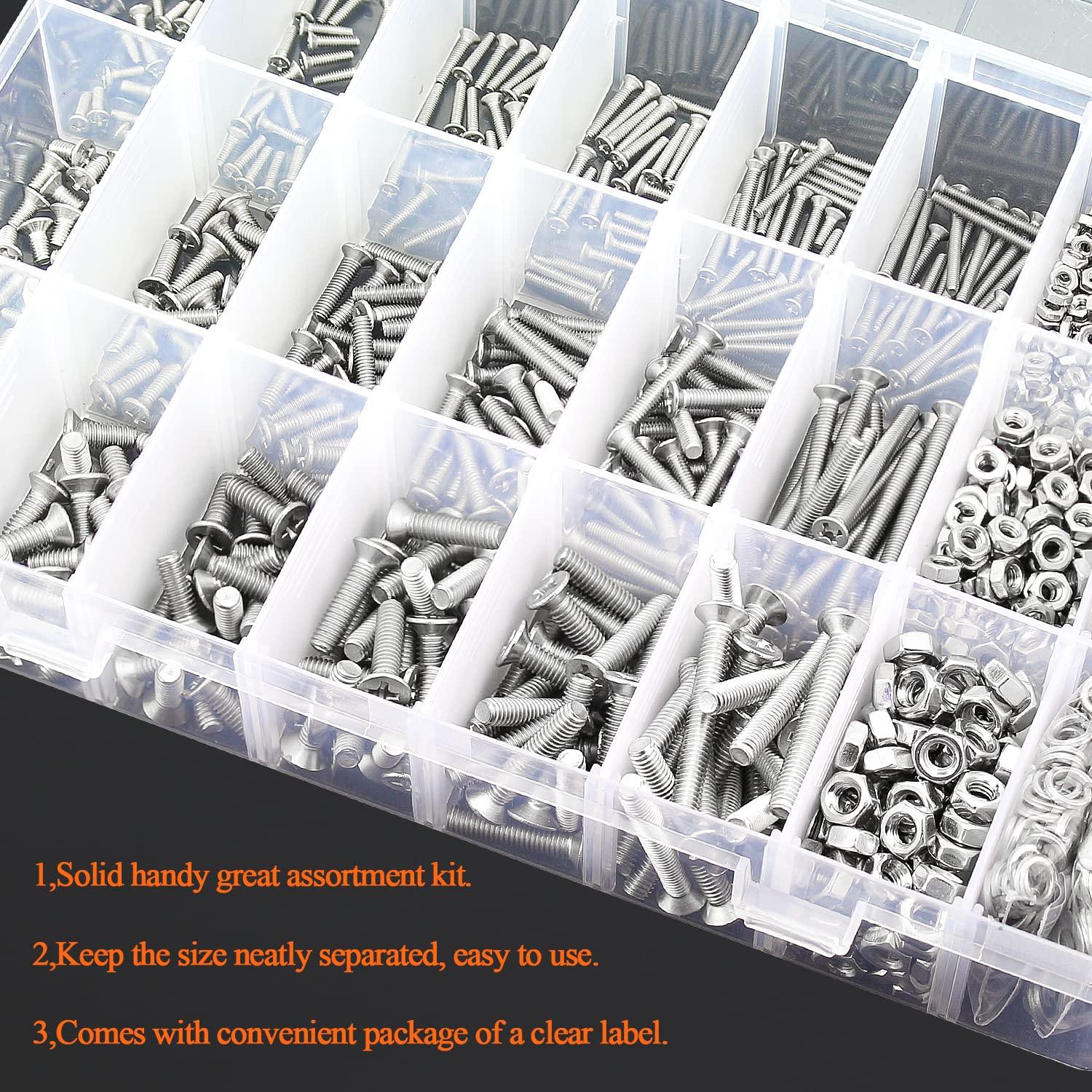 Kit 1500 Piezas Tornillos Acero Inoxidable 304 M2 M3 M4