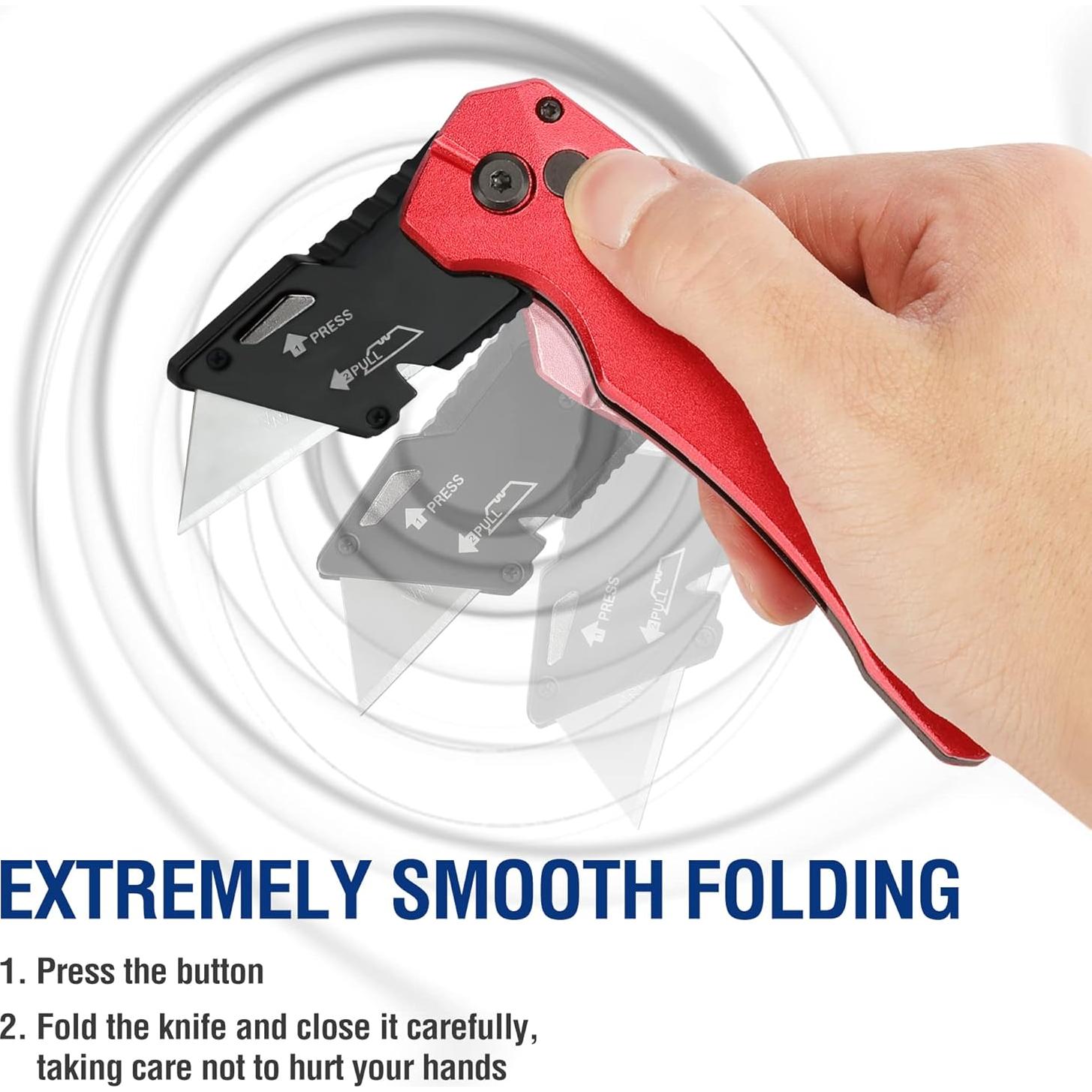 Cuchillo Utility Plegable WORKPRO, Metal, 14.1cm, 150g, Rojo