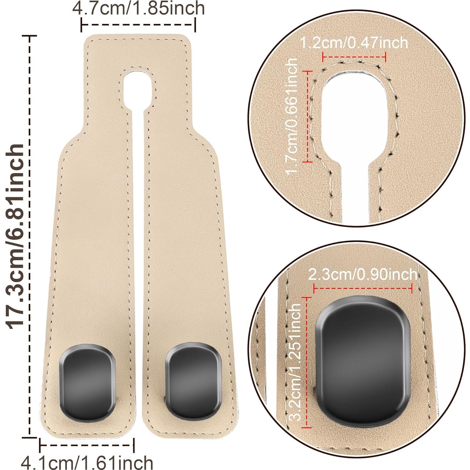 Ganchos de Almacenamiento para Asiento de Coche Amelity - Beige, 2 Piezas