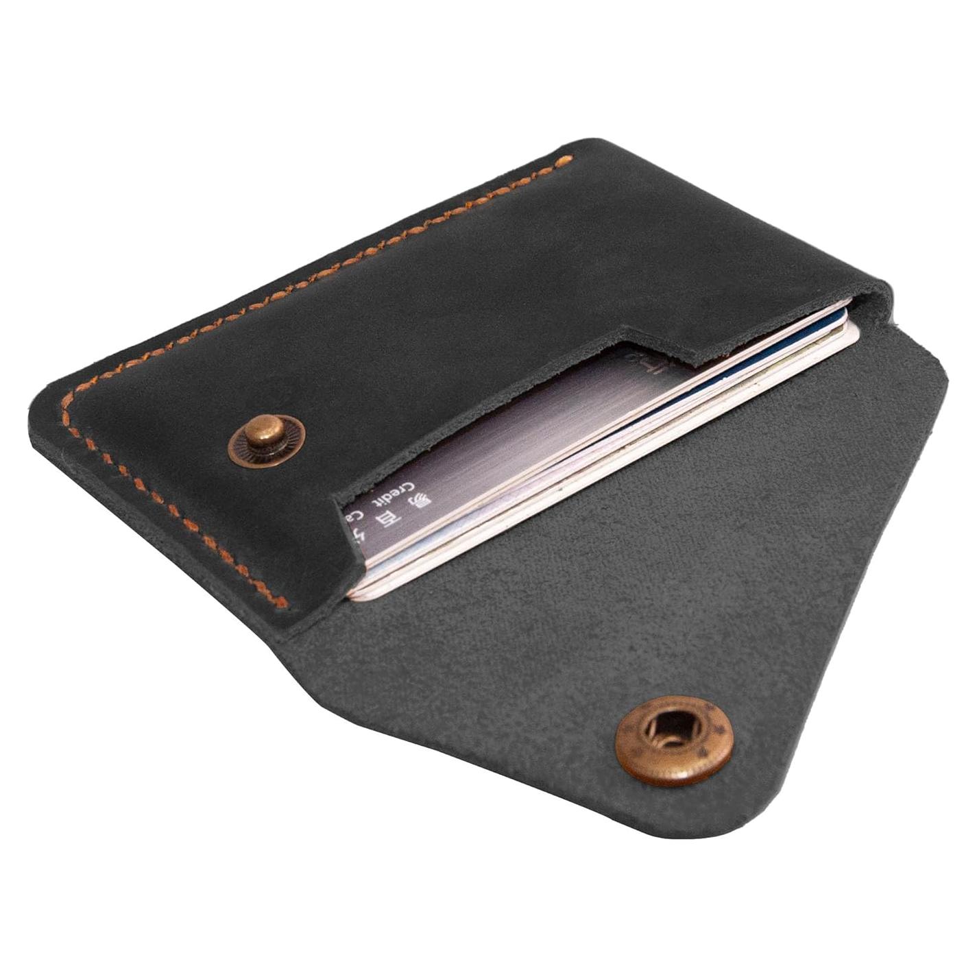 Billetera Minimalista de Cuero Turbosnail Negra - Soporte para Tarjetas