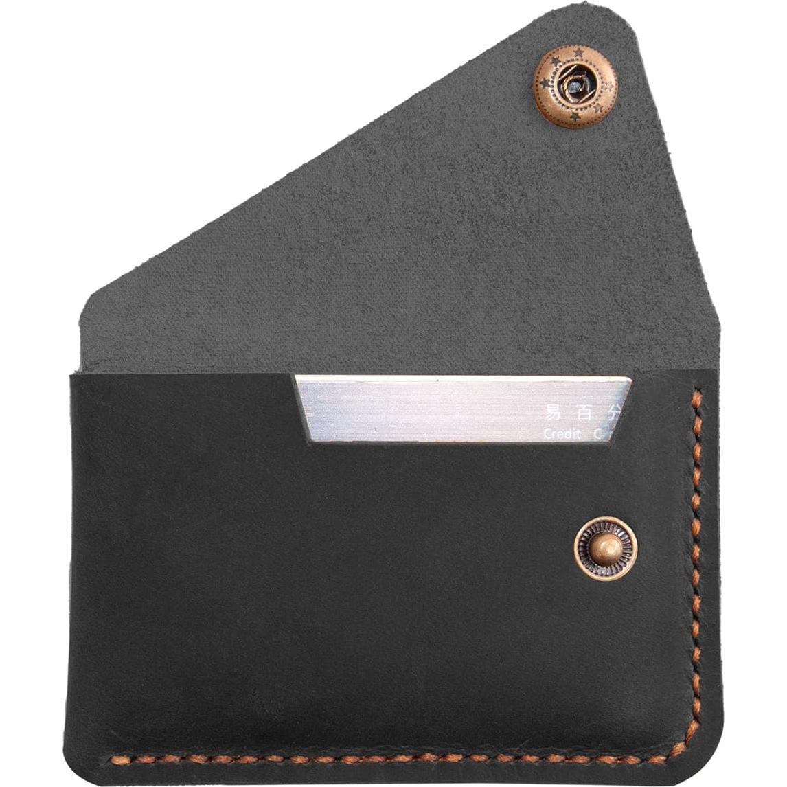 Billetera Minimalista de Cuero Turbosnail Negra - Soporte para Tarjetas