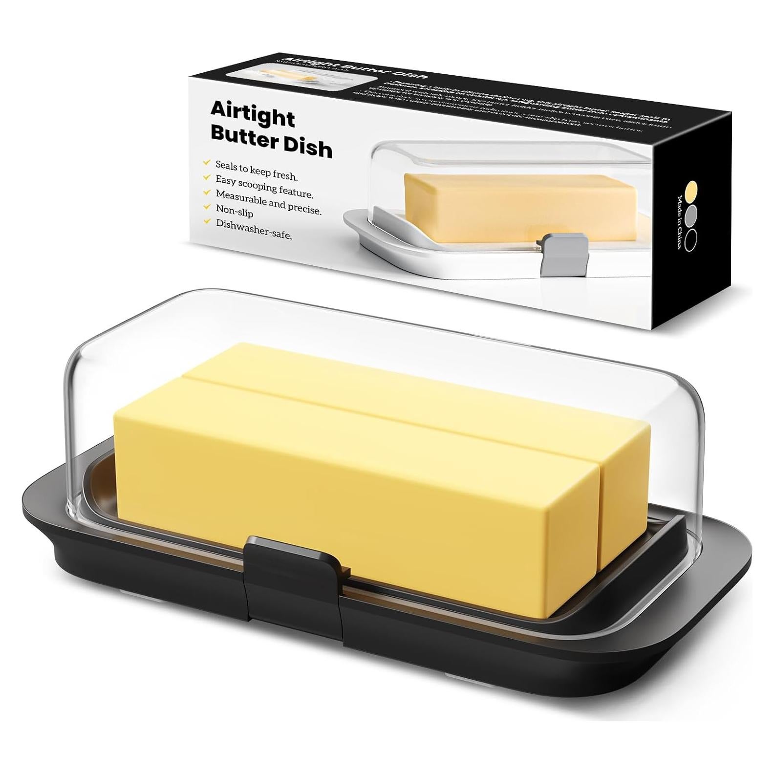 Plato de Mantequilla Hermético Pisol Grande 250g Negro