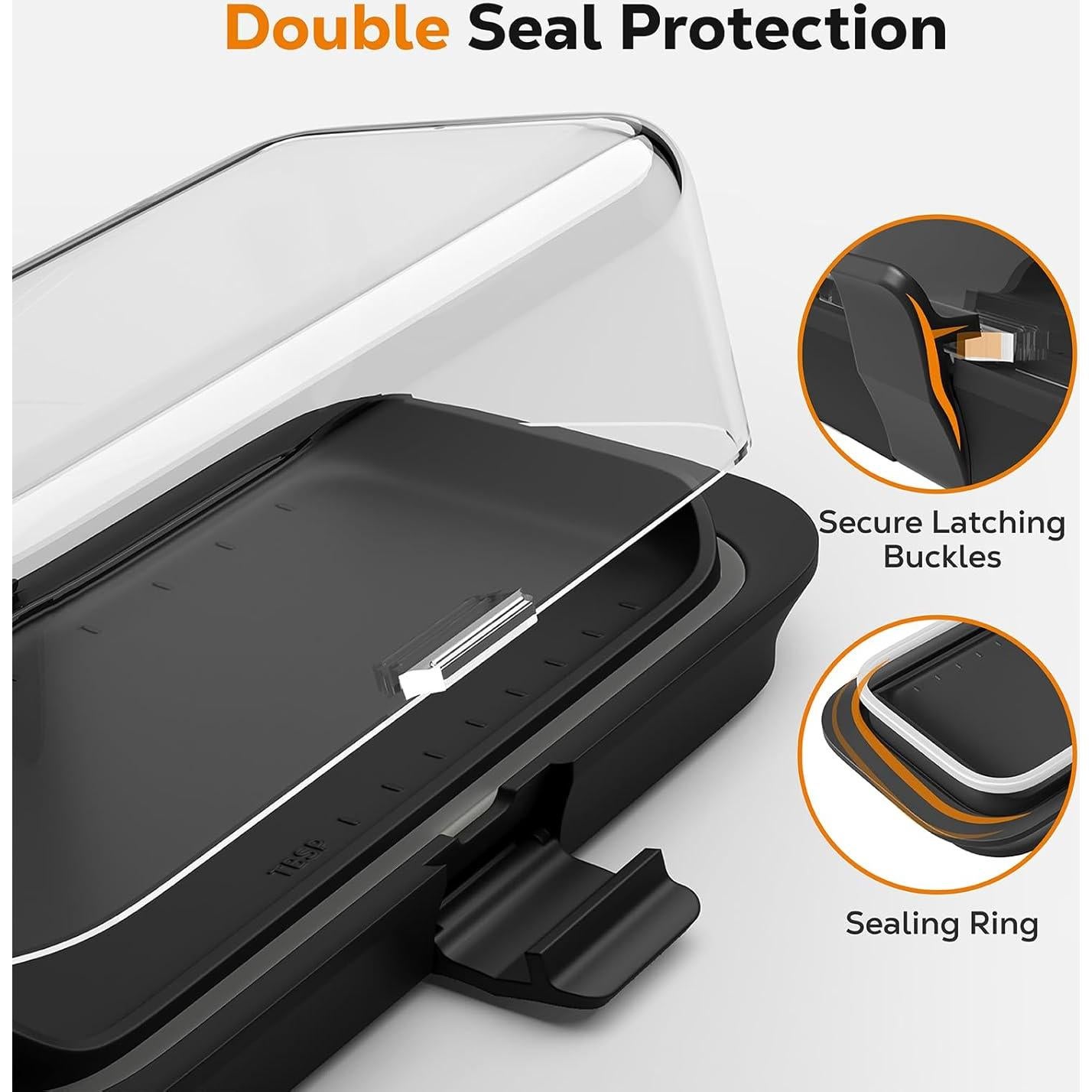 Plato de Mantequilla Hermético Pisol Grande 250g Negro