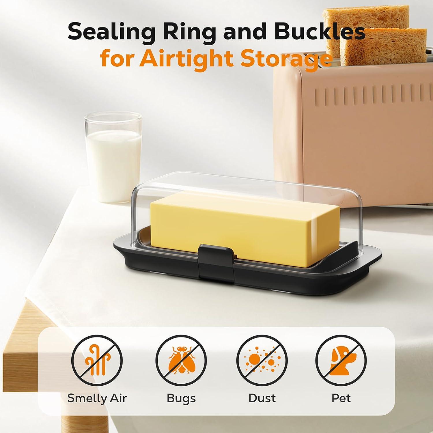 Plato de Mantequilla Hermético Pisol Grande 250g Negro