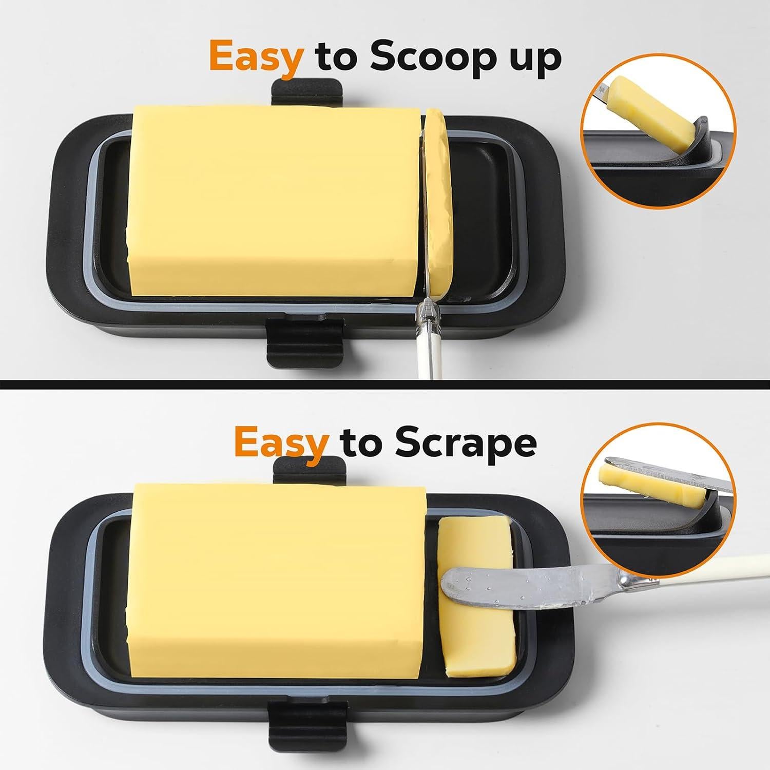 Plato de Mantequilla Hermético Pisol Grande 250g Negro