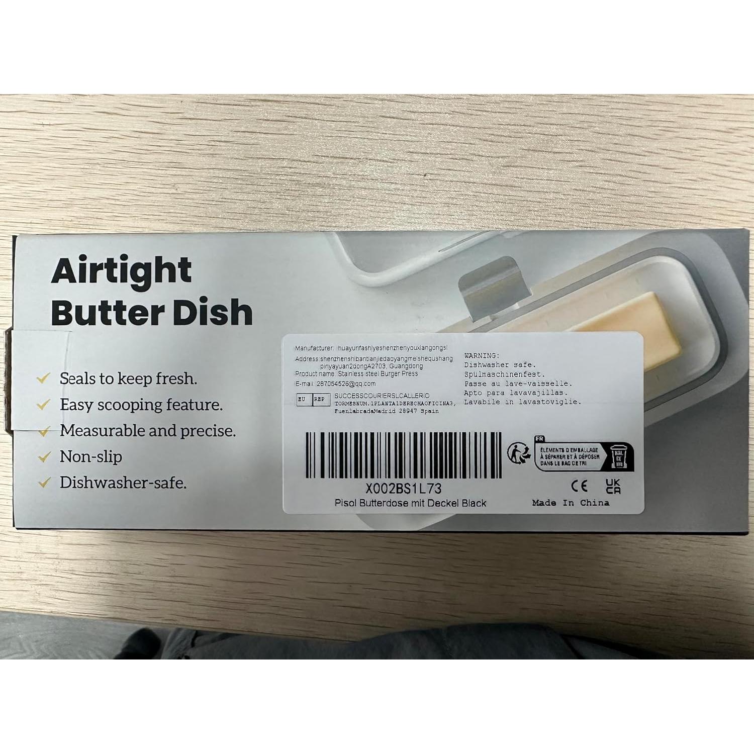 Plato de Mantequilla Hermético Pisol Grande 250g Negro