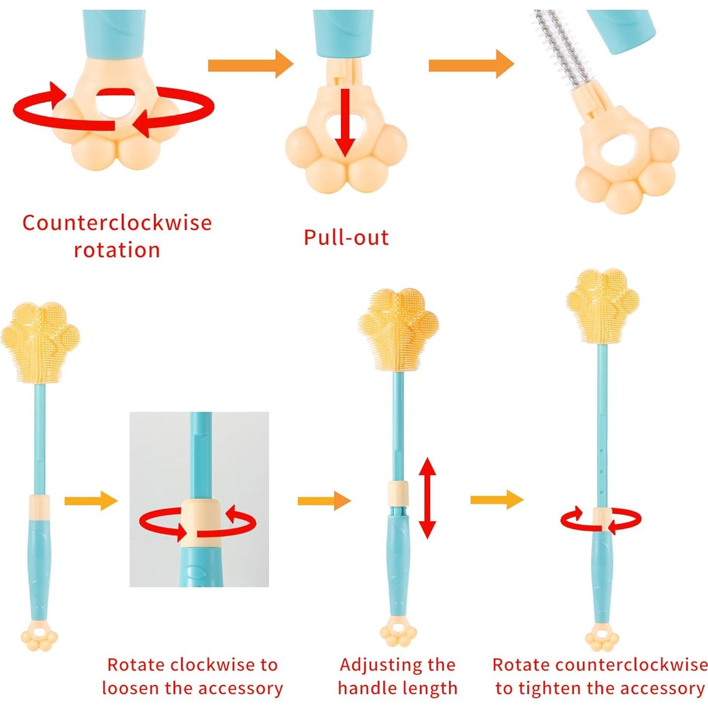 Cepillo de Silicona Ajustable Chemimoso para Botellas y Biberones