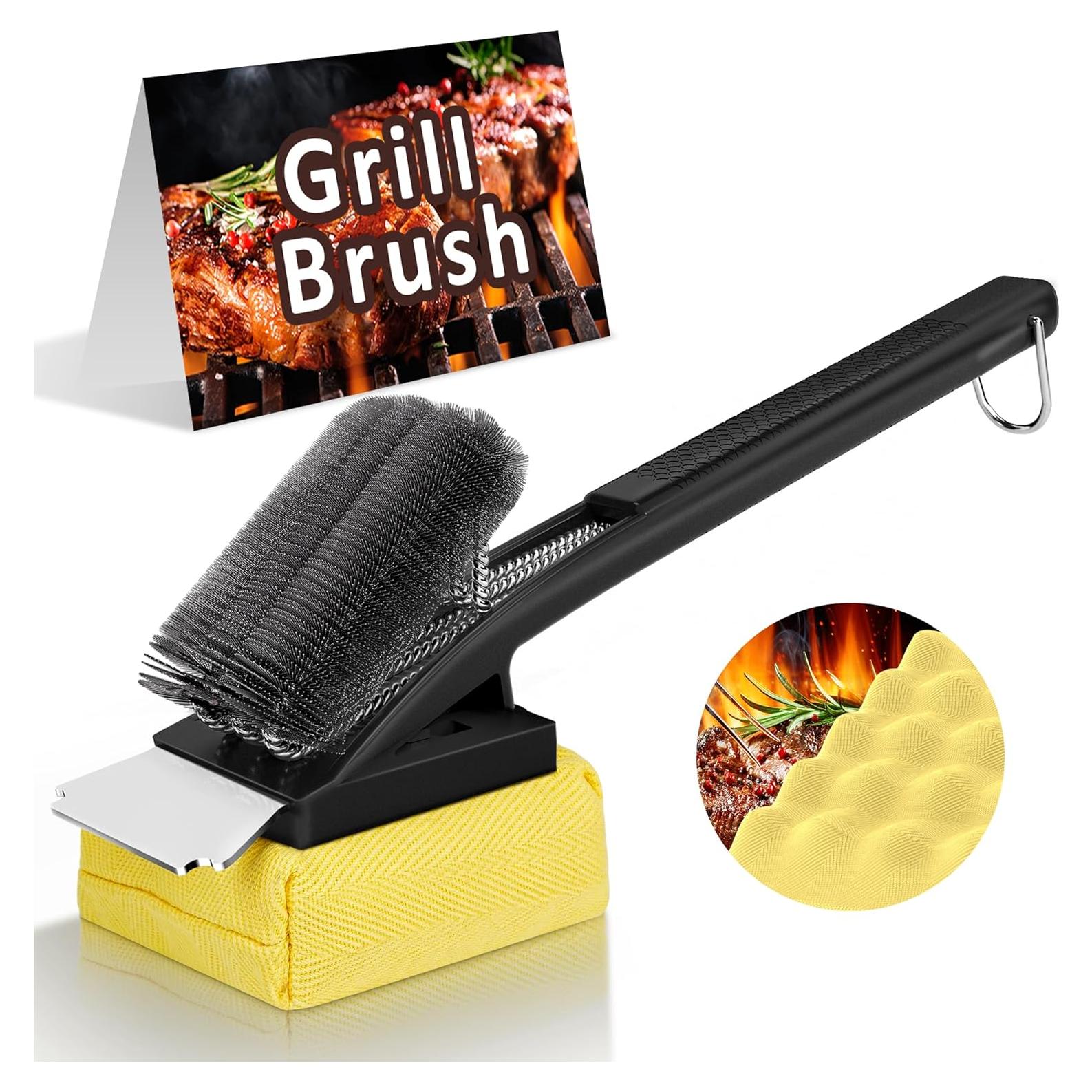 Cepillo de Parrilla BBQ PePeng Doble Cabeza con Raspador