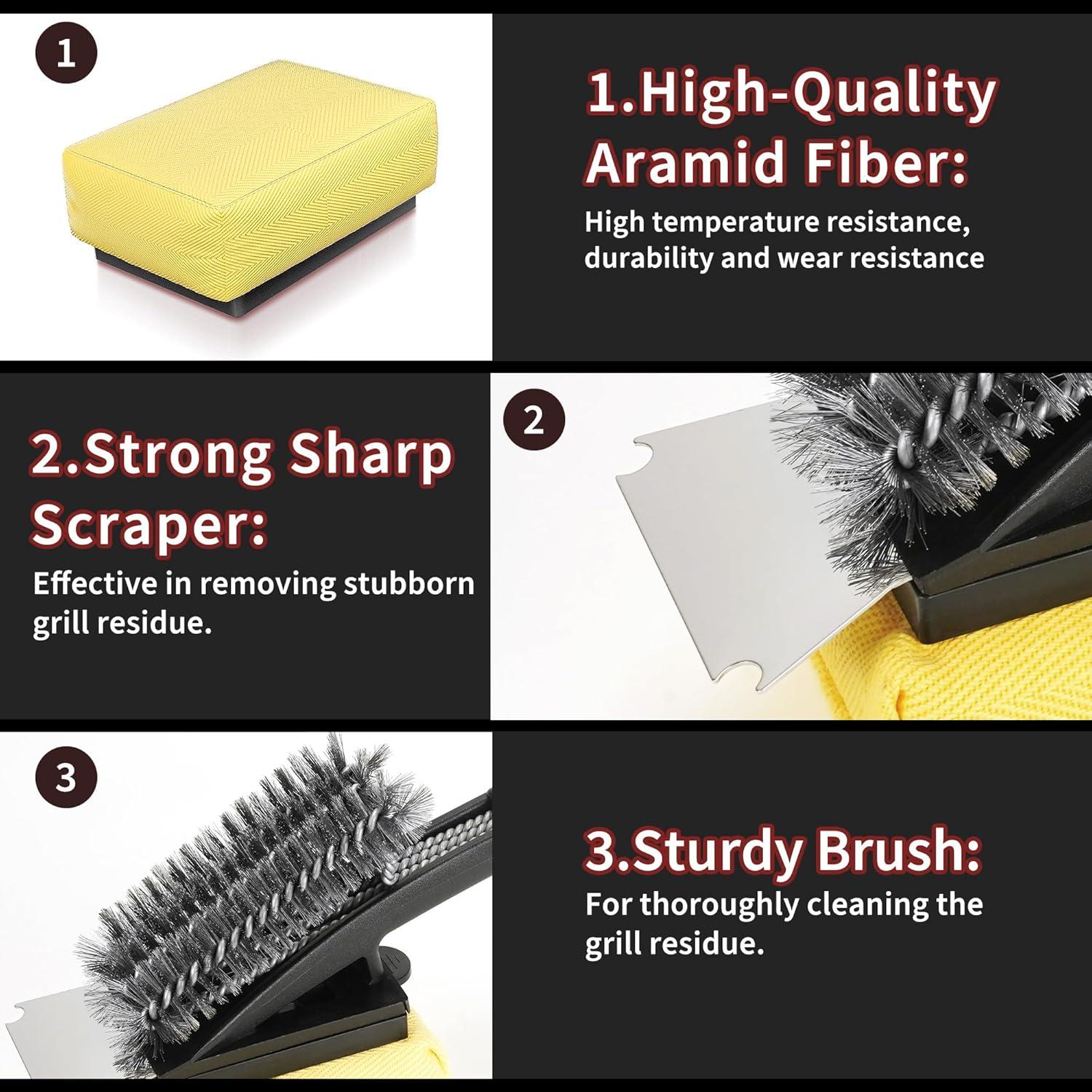 Cepillo de Parrilla BBQ PePeng Doble Cabeza con Raspador