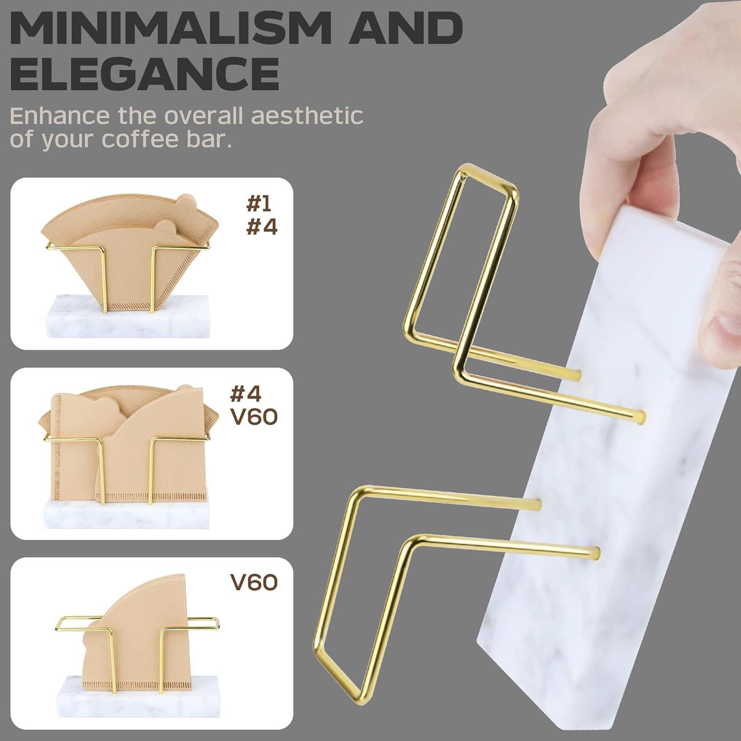 Soporte para Filtros de Café PUNNIO de Mármol y Latón 14cm
