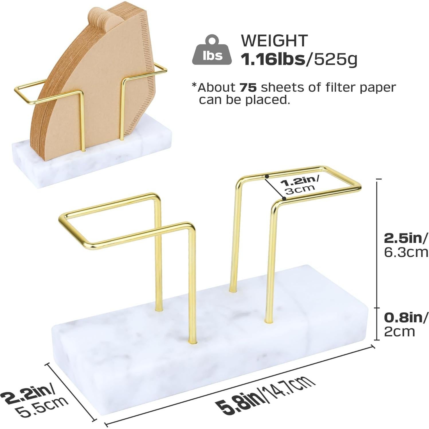 Soporte para Filtros de Café PUNNIO de Mármol y Latón 14cm