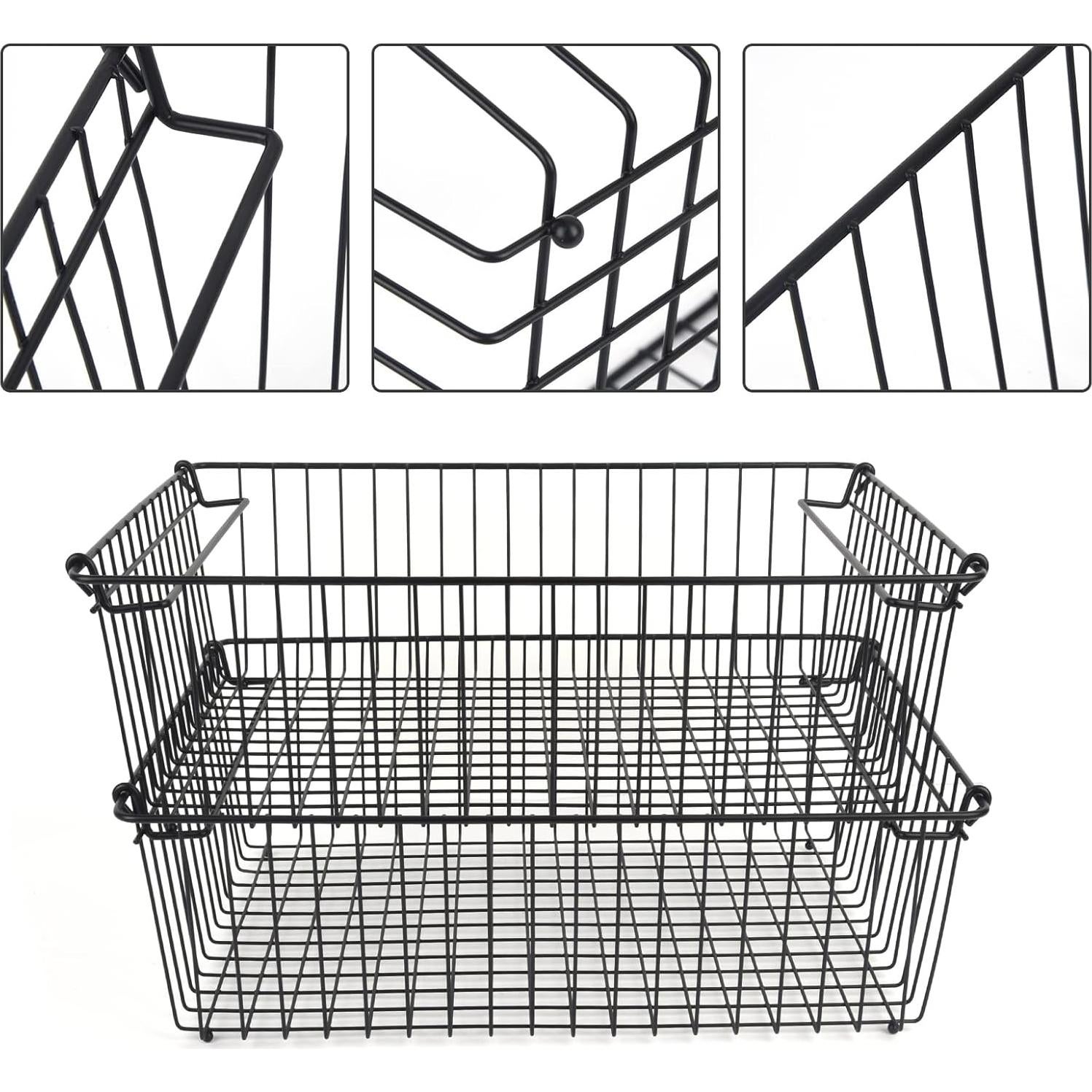 Juego de 2 Cestas Apilables SIBAO XXL Metal Negro 42x32cm