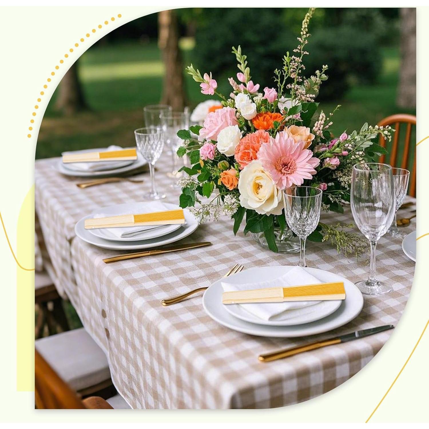 12 Abanicos de Papel Amarillo Plegables JOHOUSE 21 cm