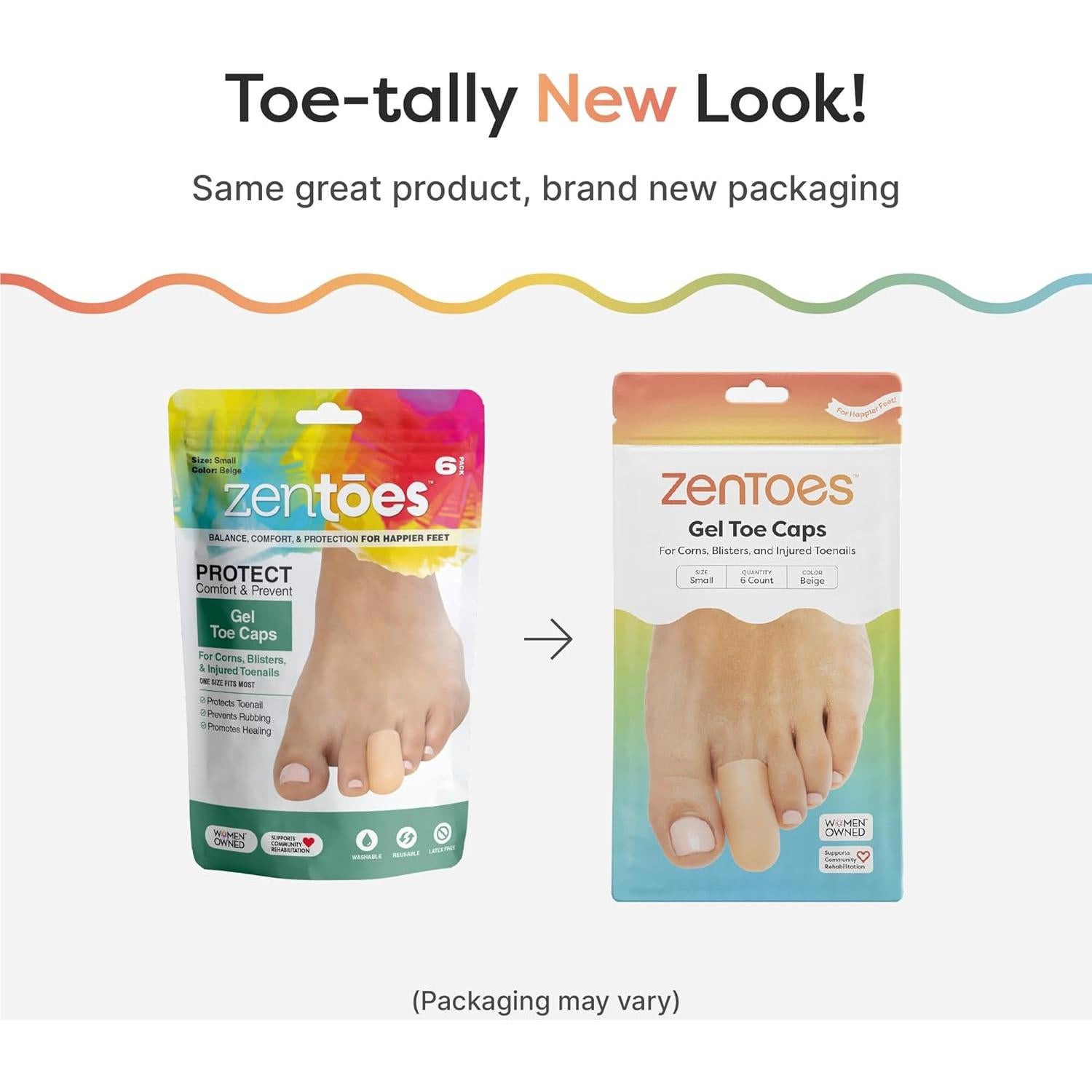 ZenToes Almohadillas de Gel para Dedos Pequeños - 6 Piezas Beige