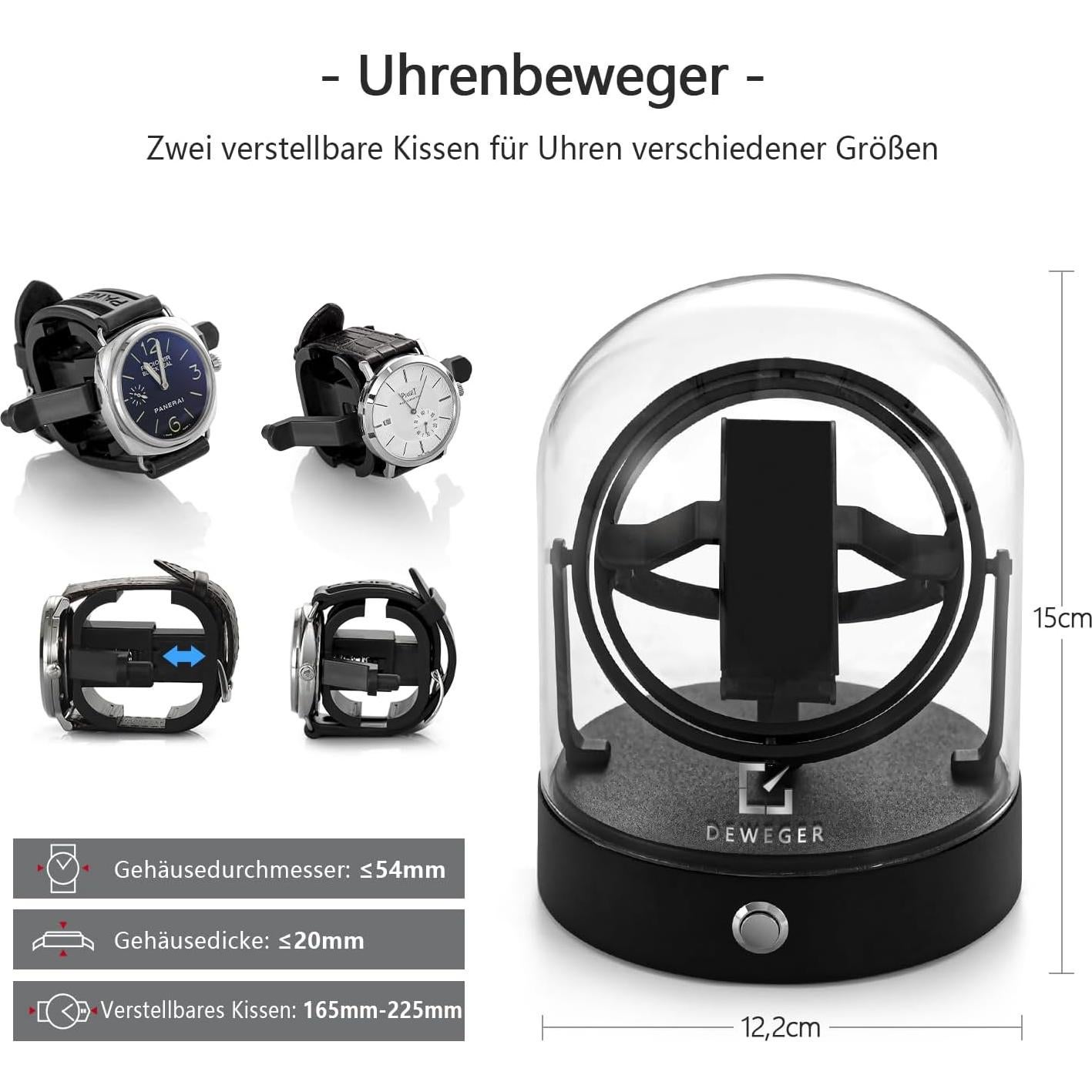 Winder de Reloj DEWEGER Orbit Unisex Motor Silencioso 30.3x19.4cm