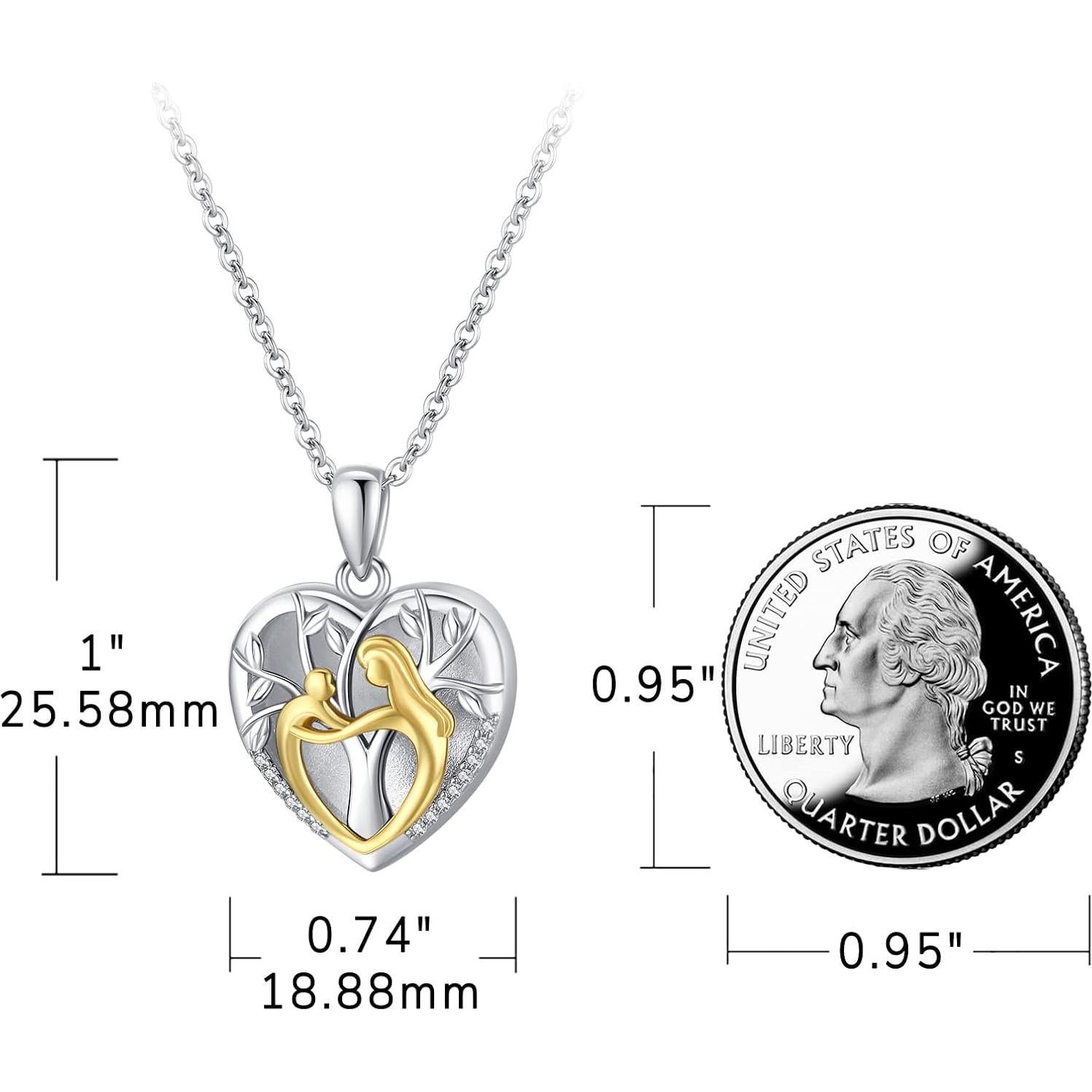 Collar de Medallón Corazón 14K Oro y Plata 925 - Amor Familiar