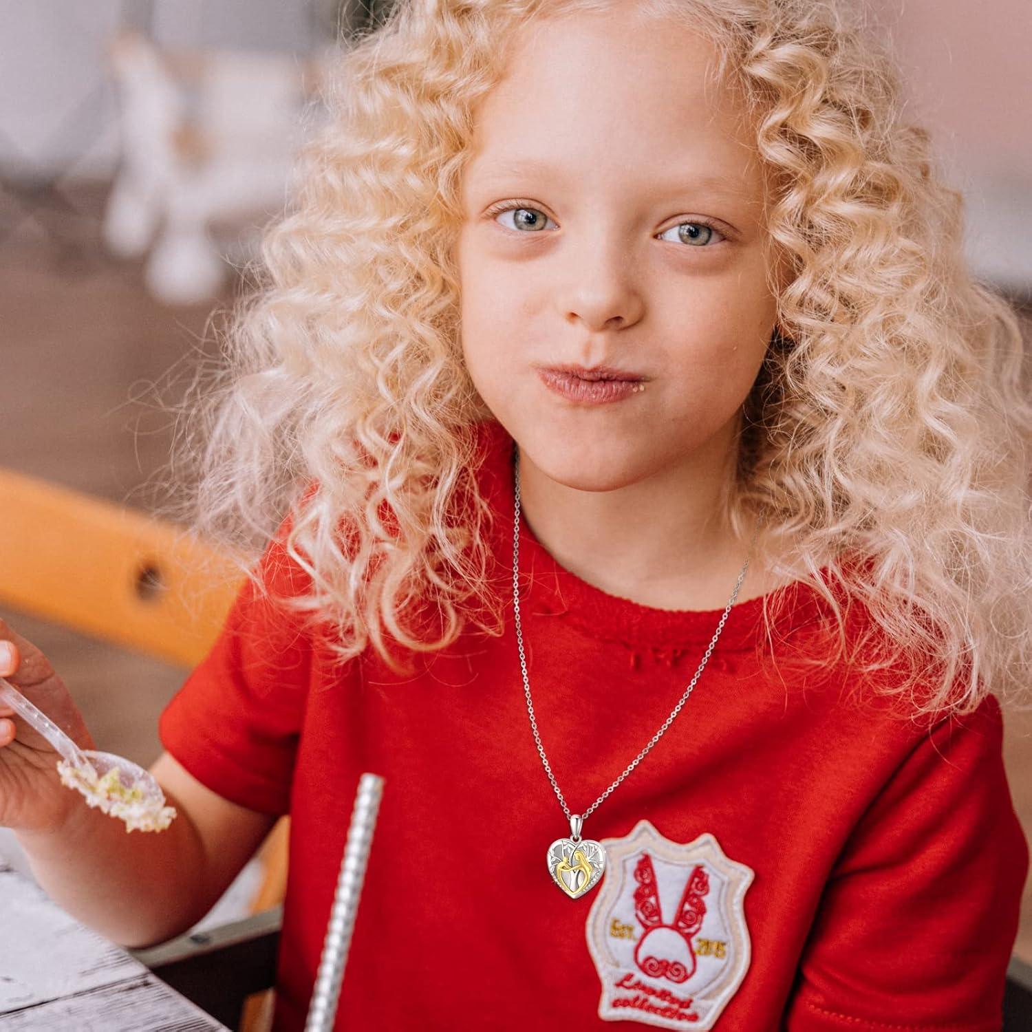 Collar de Medallón Corazón 14K Oro y Plata 925 - Amor Familiar