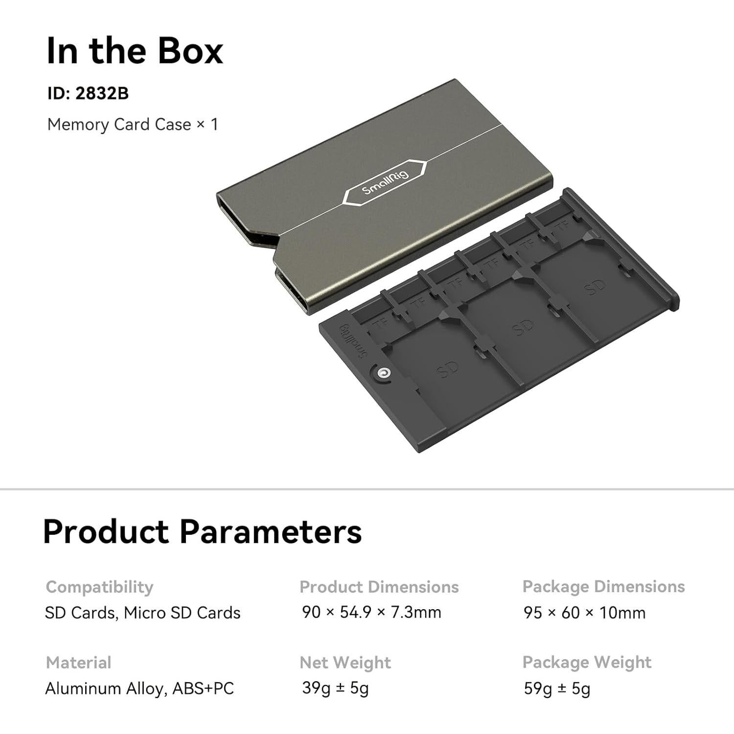 Estuche Antichoque para Tarjetas de Memoria SmallRig 2832B - Gris