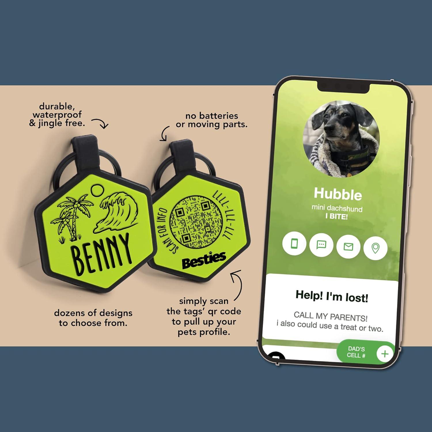 Etiqueta de Identificación Silicona Besties Pets QR Personalizada