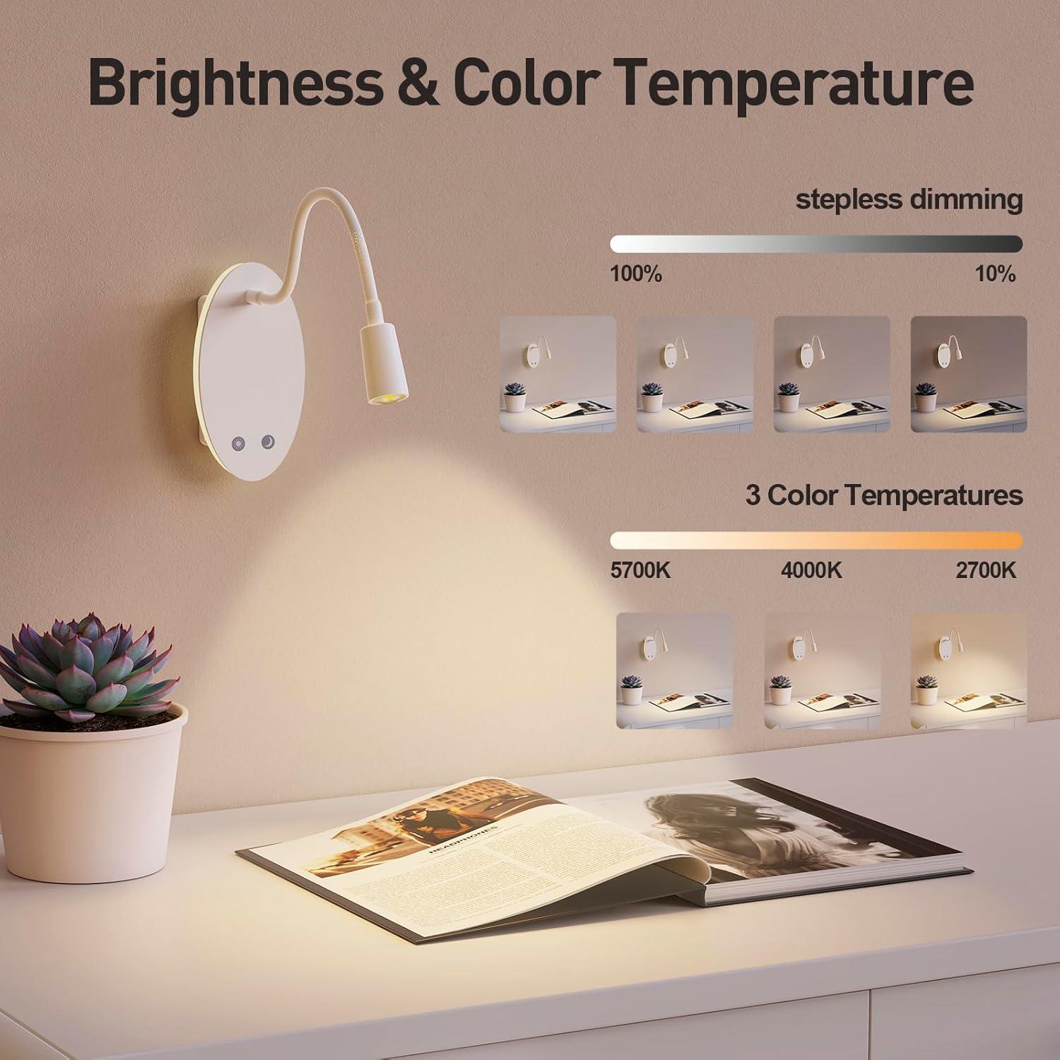 Luz de lectura Jowbeam recargable 360° con 3 colores