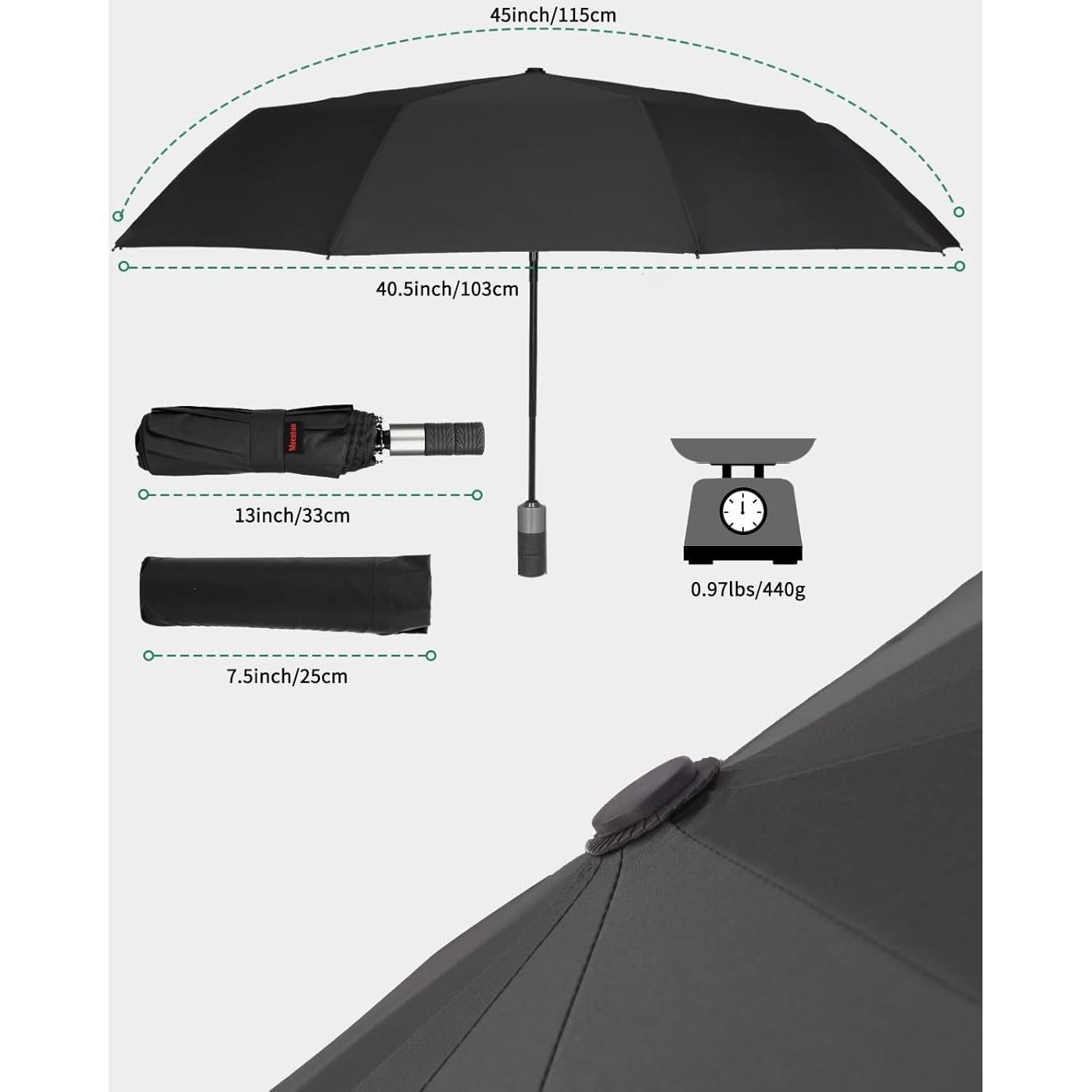 Paraguas Compacto Msentuo Automático 116 cm Ligero y Resistente