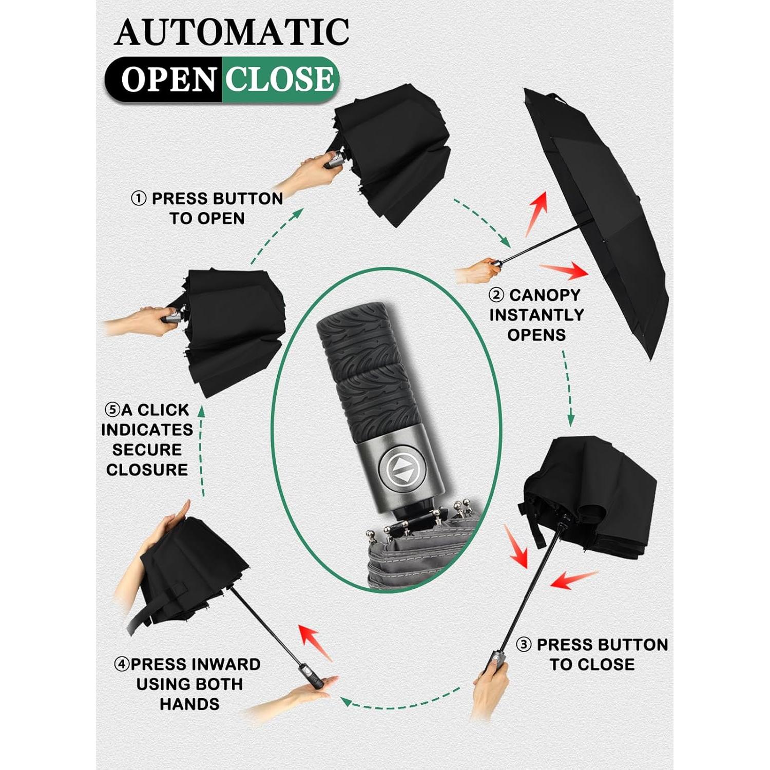Paraguas Compacto Msentuo Automático 116 cm Ligero y Resistente