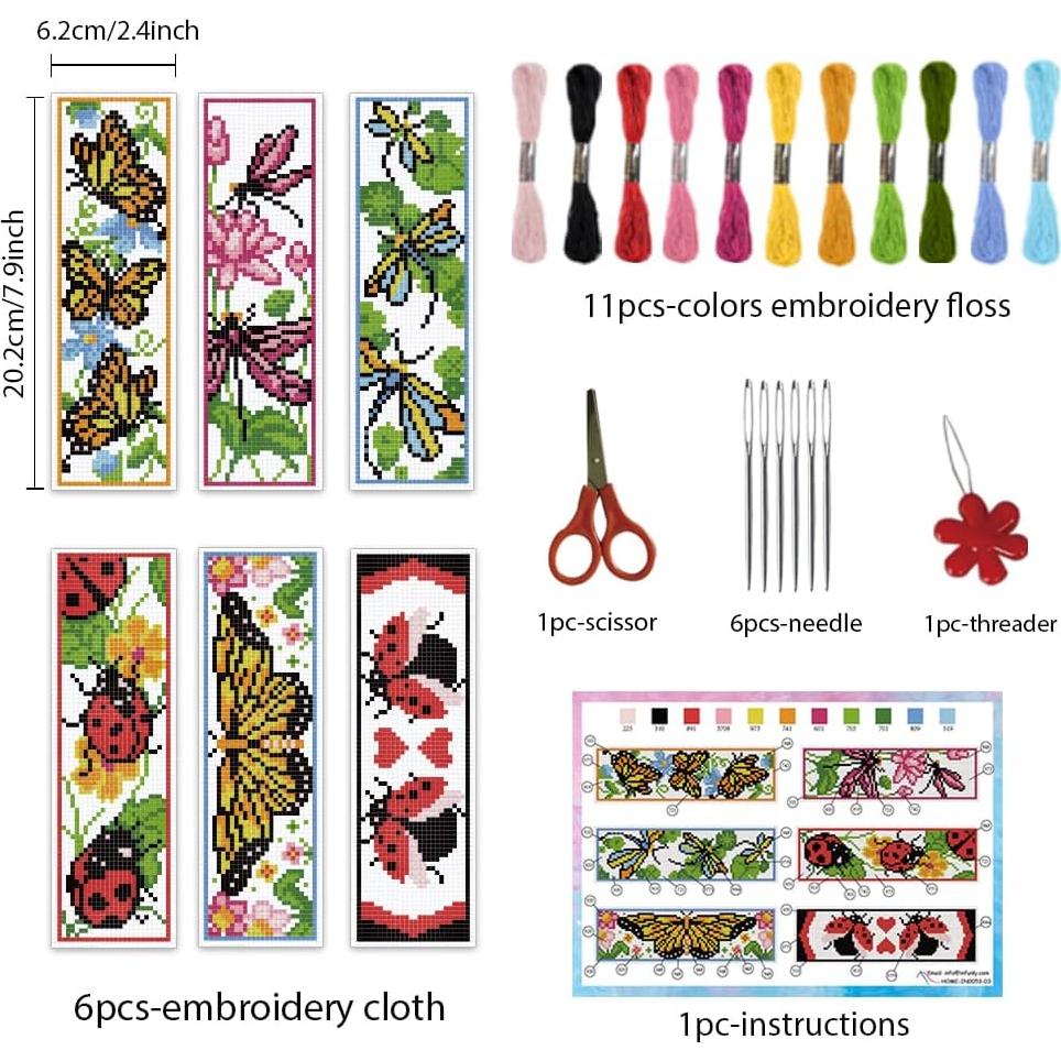 Kit de Bordado INFUNLY 6 Piezas Mariposas Insectos DIY