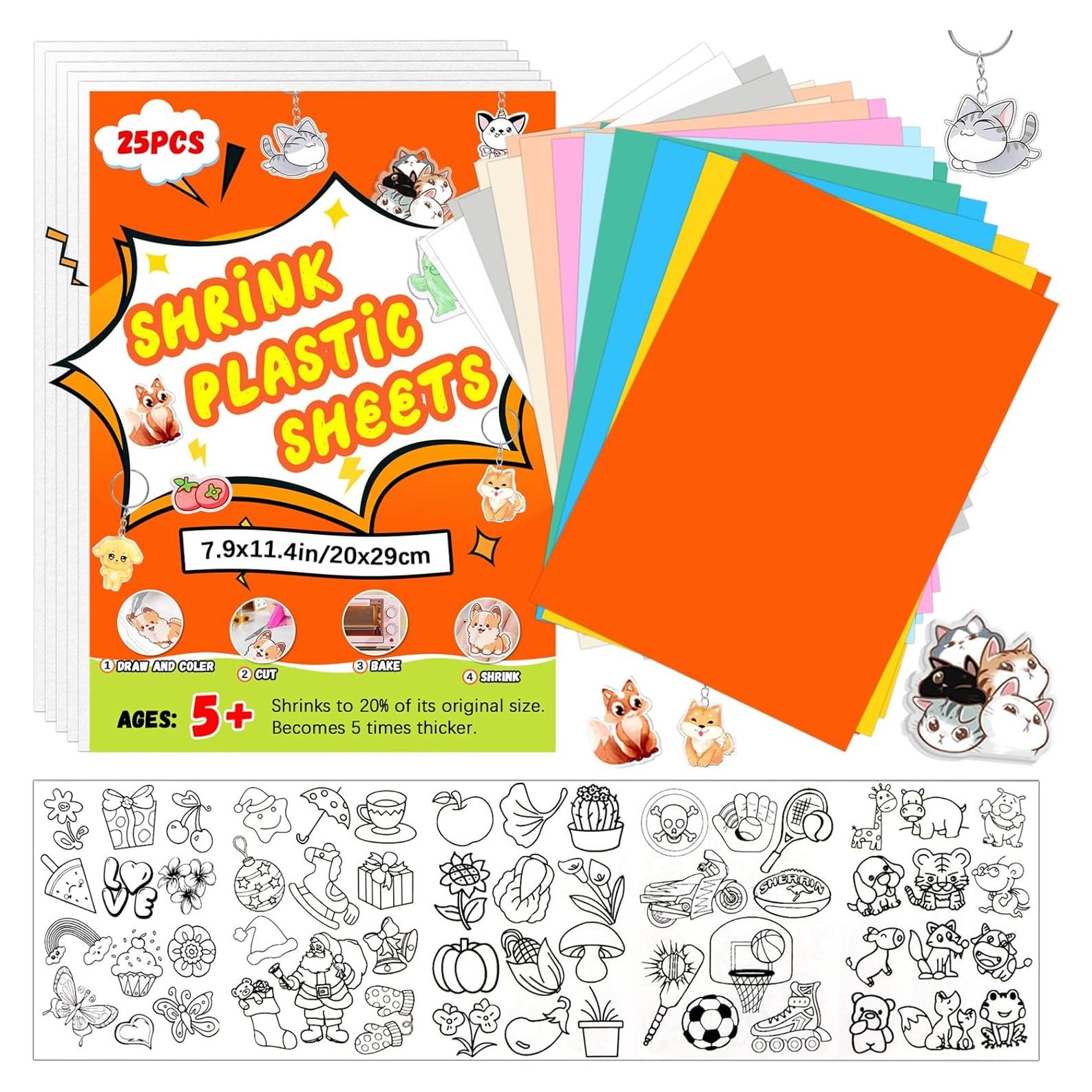 AOBOPLE 25 Hojas de Shrinky Dink Coloridas 20x29 cm para Manualidades