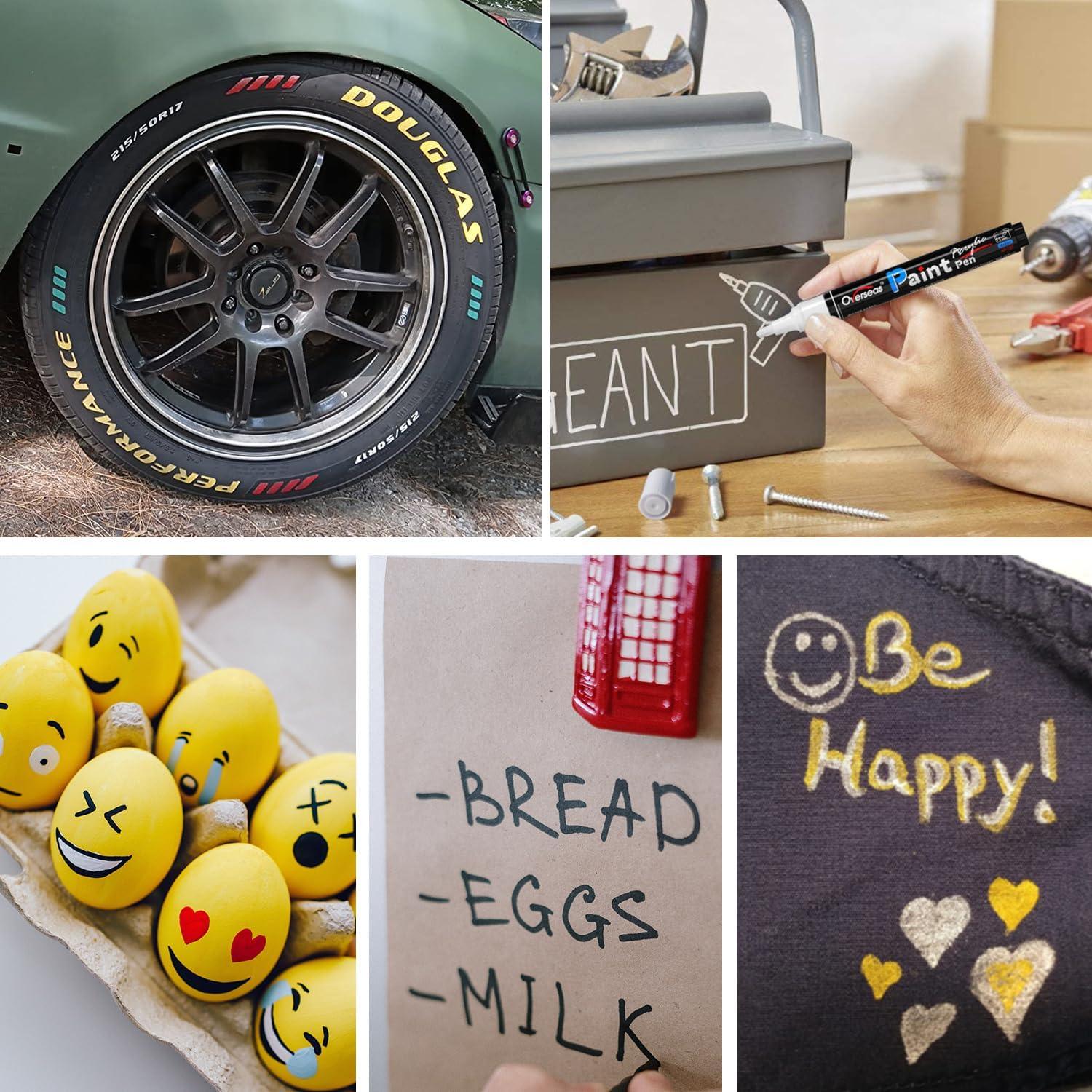 Marcadores Acrílicos Permanentes Overseas - Paquete de 12 Negros