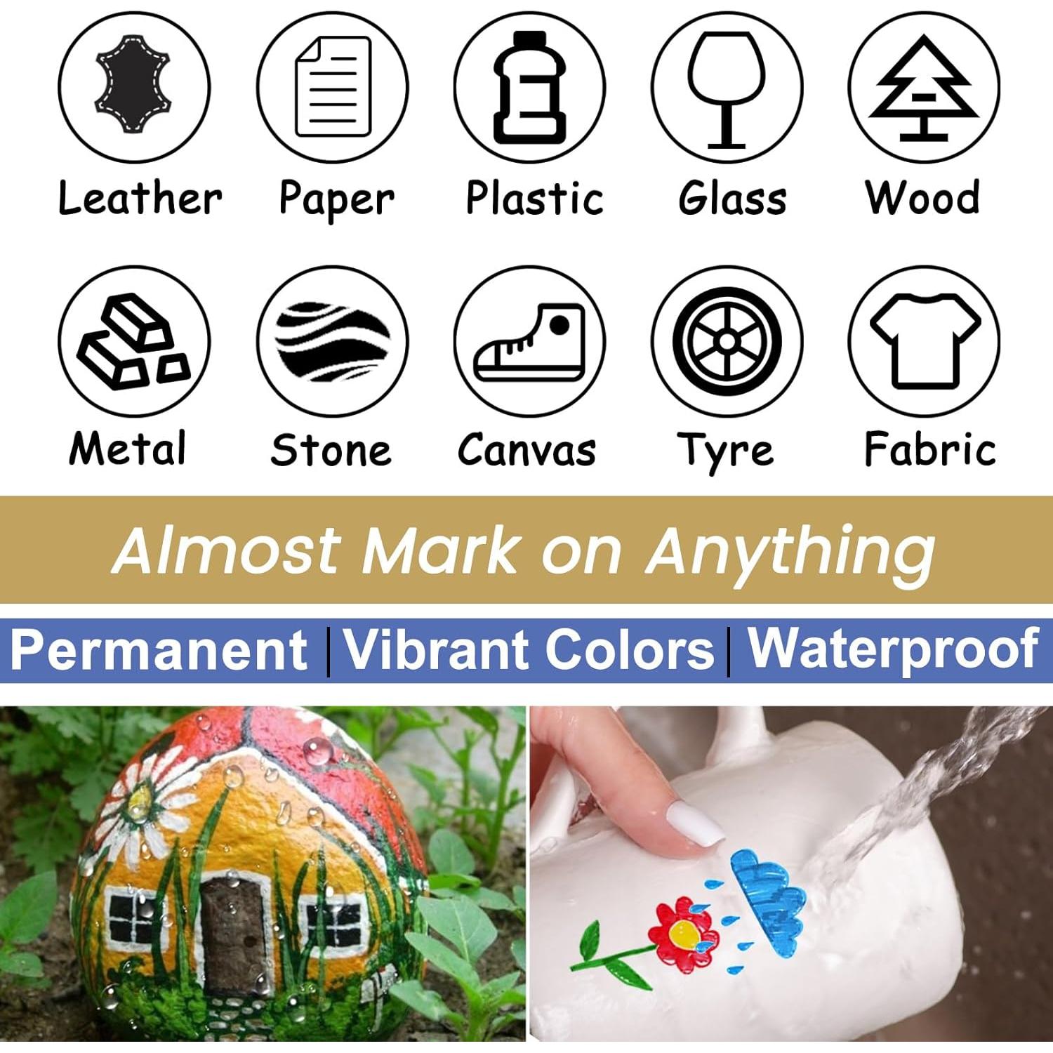 Marcadores Acrílicos Permanentes Overseas - Paquete de 12 Negros