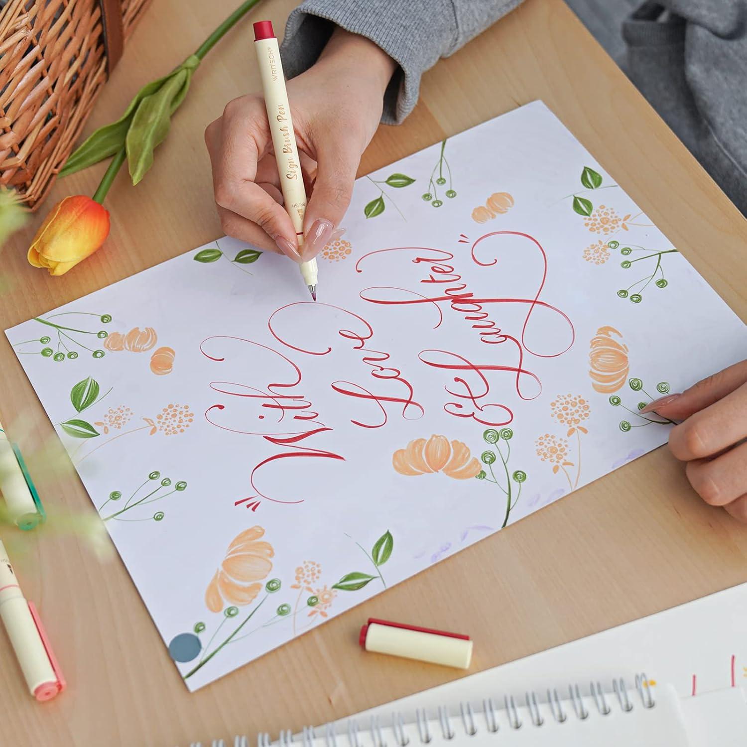 Marcadores de Pincel WRITECH 12 Colores Pastel Tinta Agua