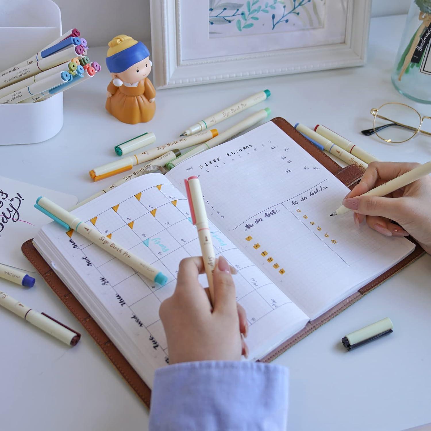 Marcadores de Pincel WRITECH 12 Colores Pastel Tinta Agua