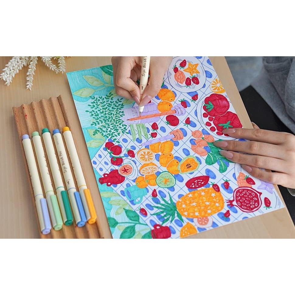 Marcadores de Pincel WRITECH 12 Colores Pastel Tinta Agua