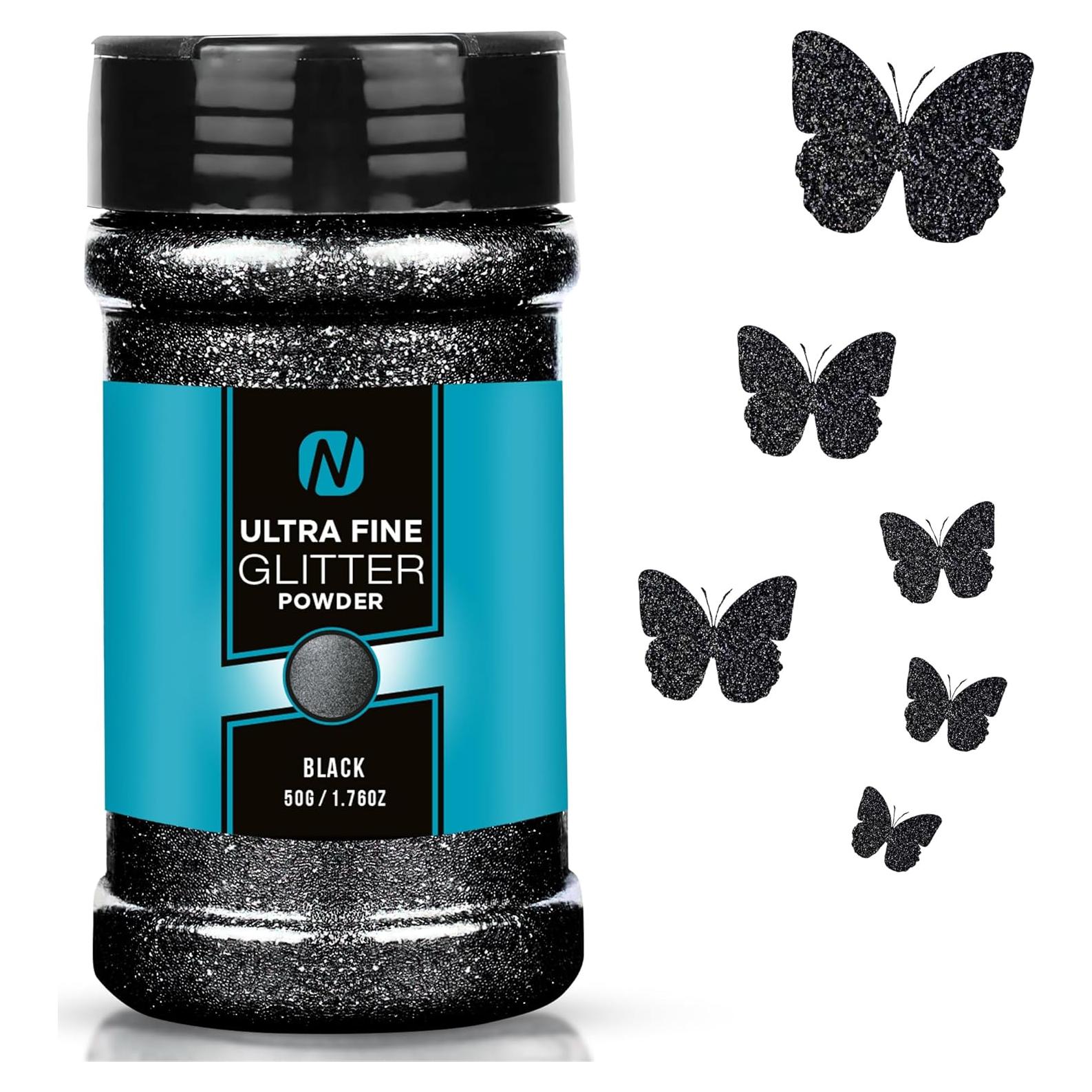 Brillo Negro Fino Novarbee 50g para Manualidades y Slime