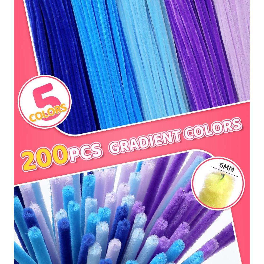 Limpiapipas Chenille IOOLEEM 200pcs 5 Colores para Manualidades