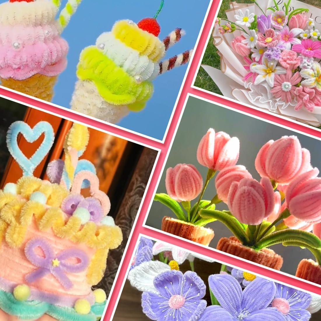 Limpiapipas Chenille IOOLEEM 200pcs 5 Colores para Manualidades