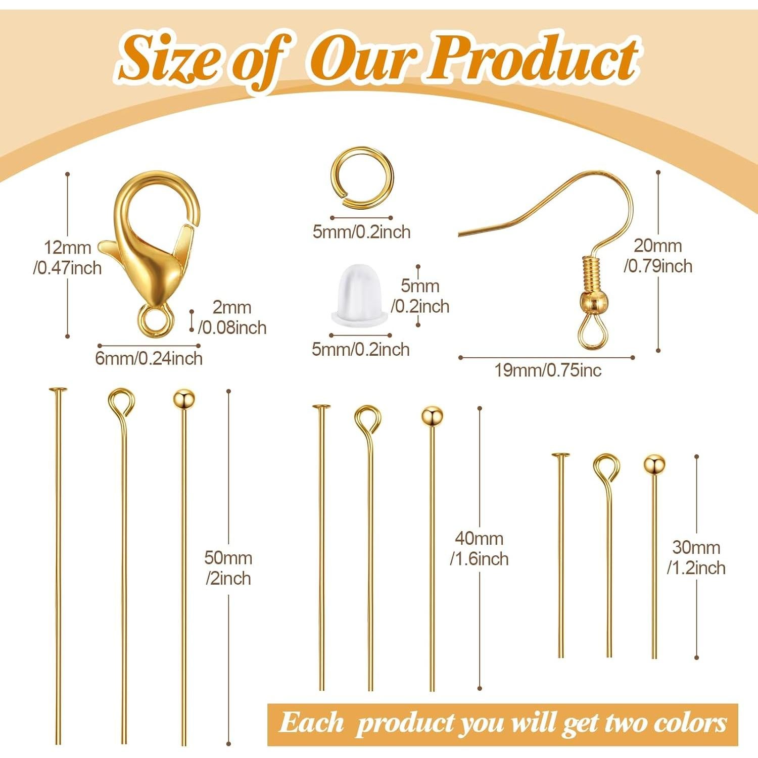 Kit de Suministros para Hacer Joyas HyDren 2600 Piezas Oro